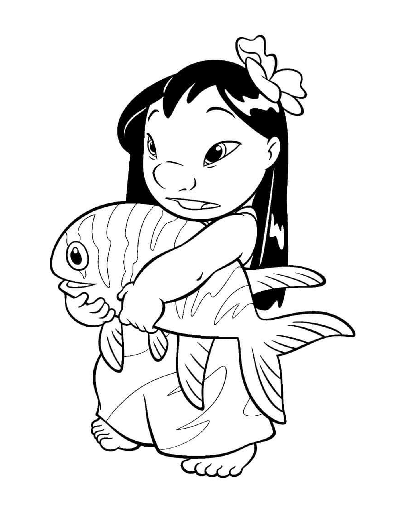  Stitch e Lilo con un pesce 