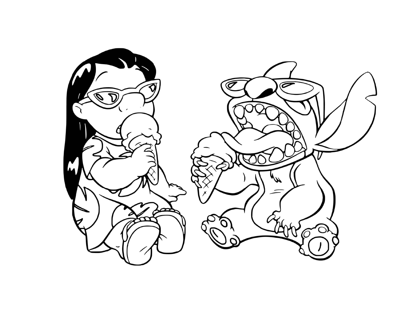  Stitch y Lilo comen hielo 