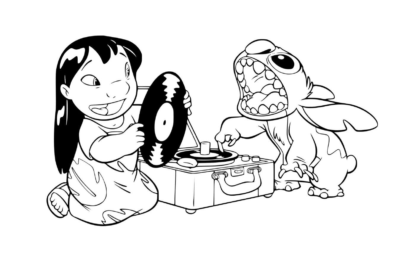  Stitch and Lilo listen to music 