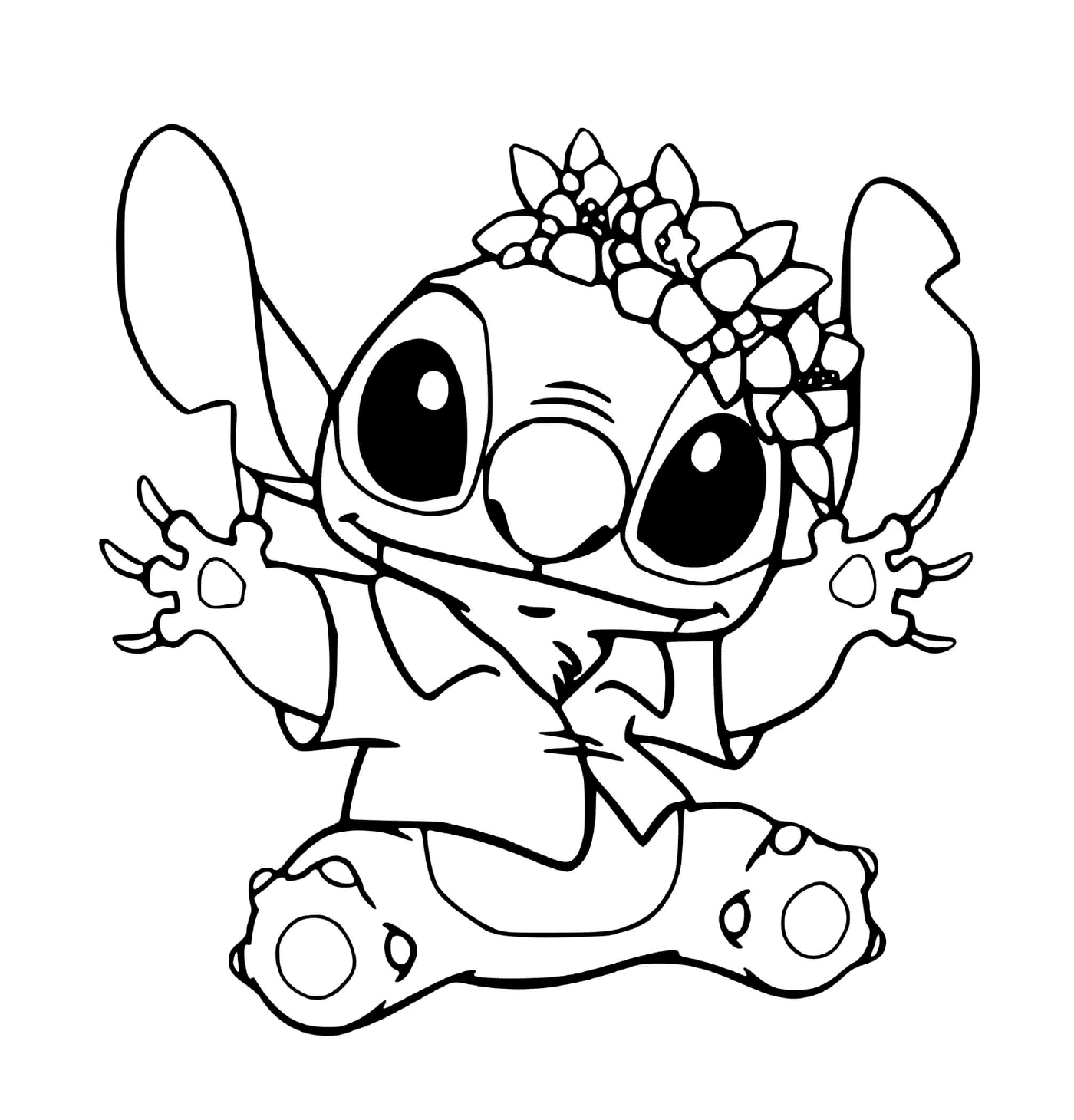  Stitch con una corona di fiori 