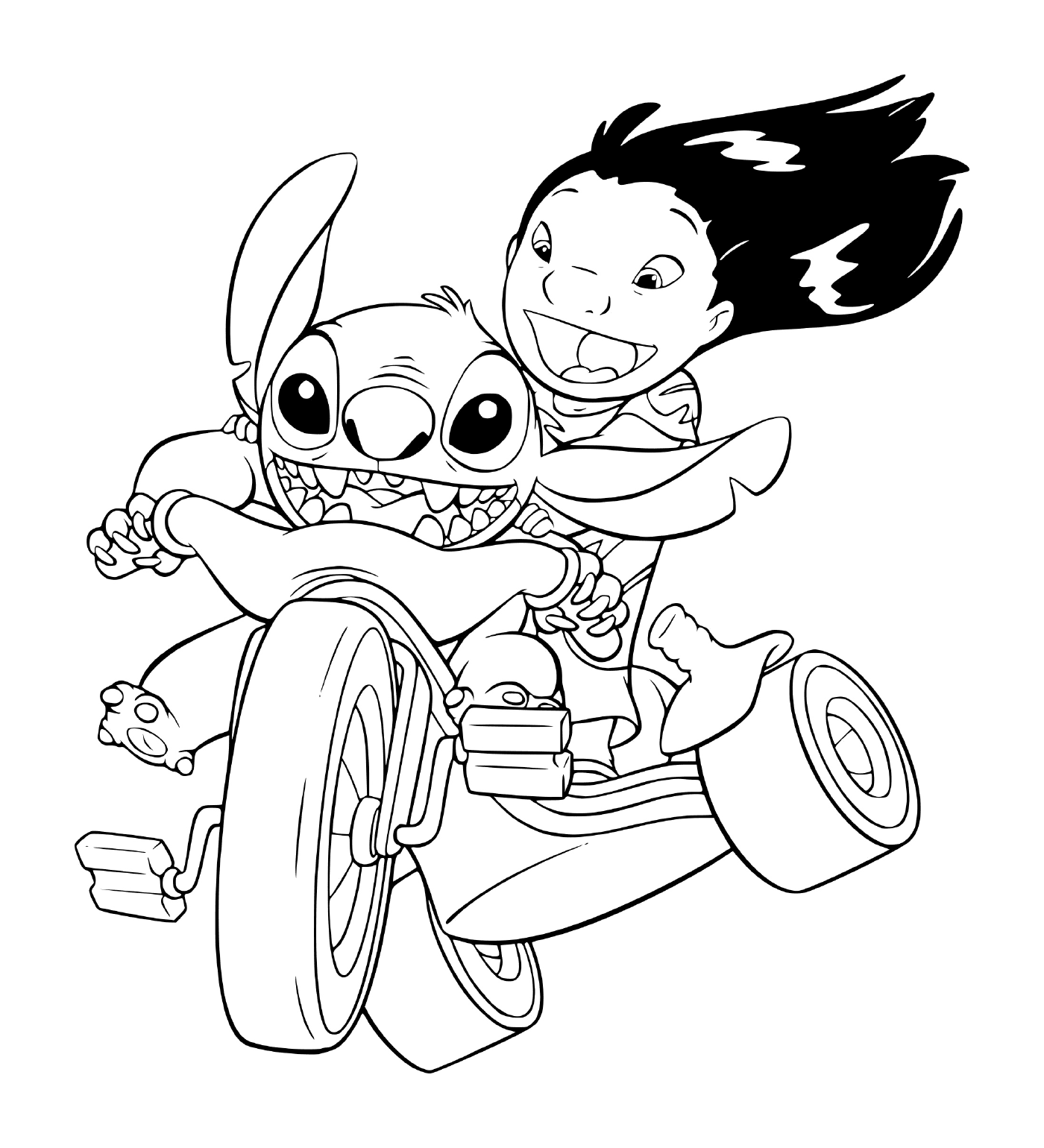  Лило и Ститч на велосипеде 