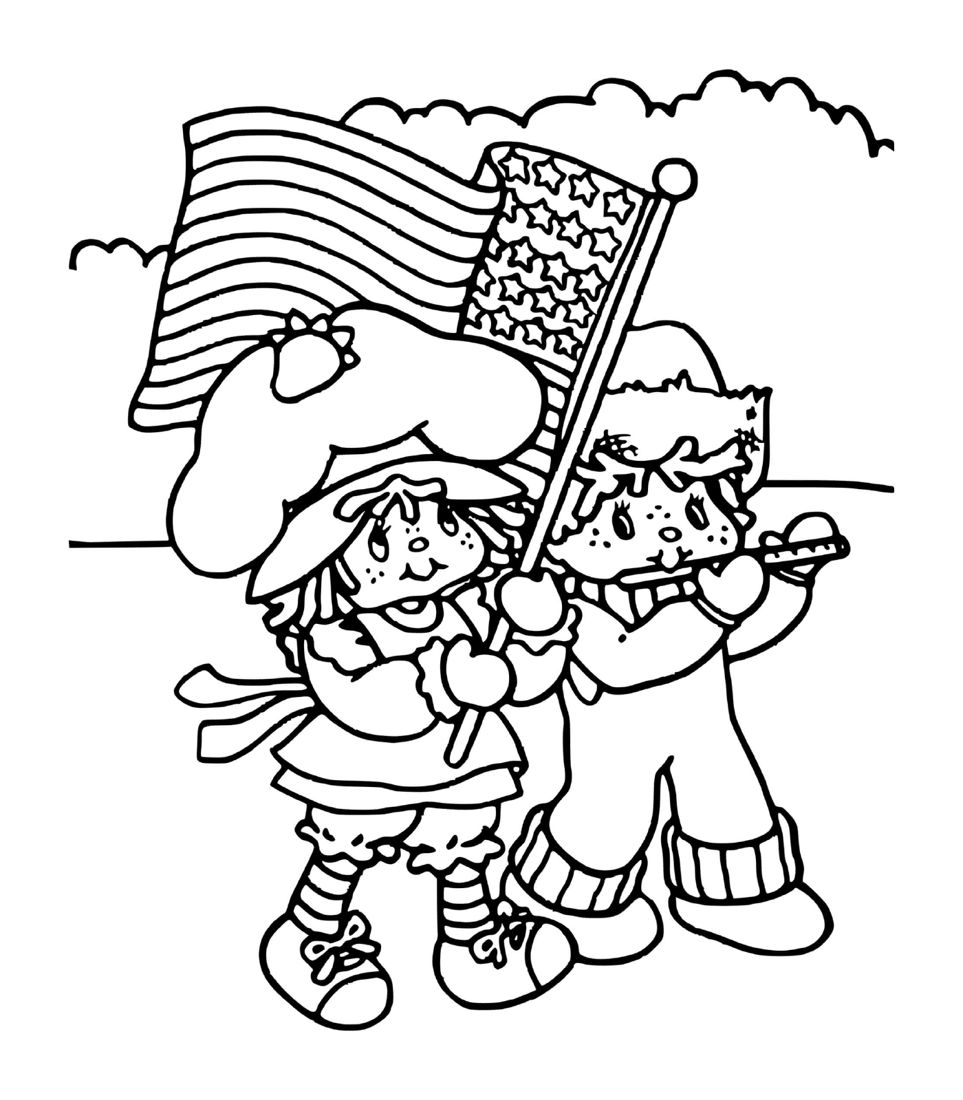  Шарлотта в клубнике с американским флагом 
