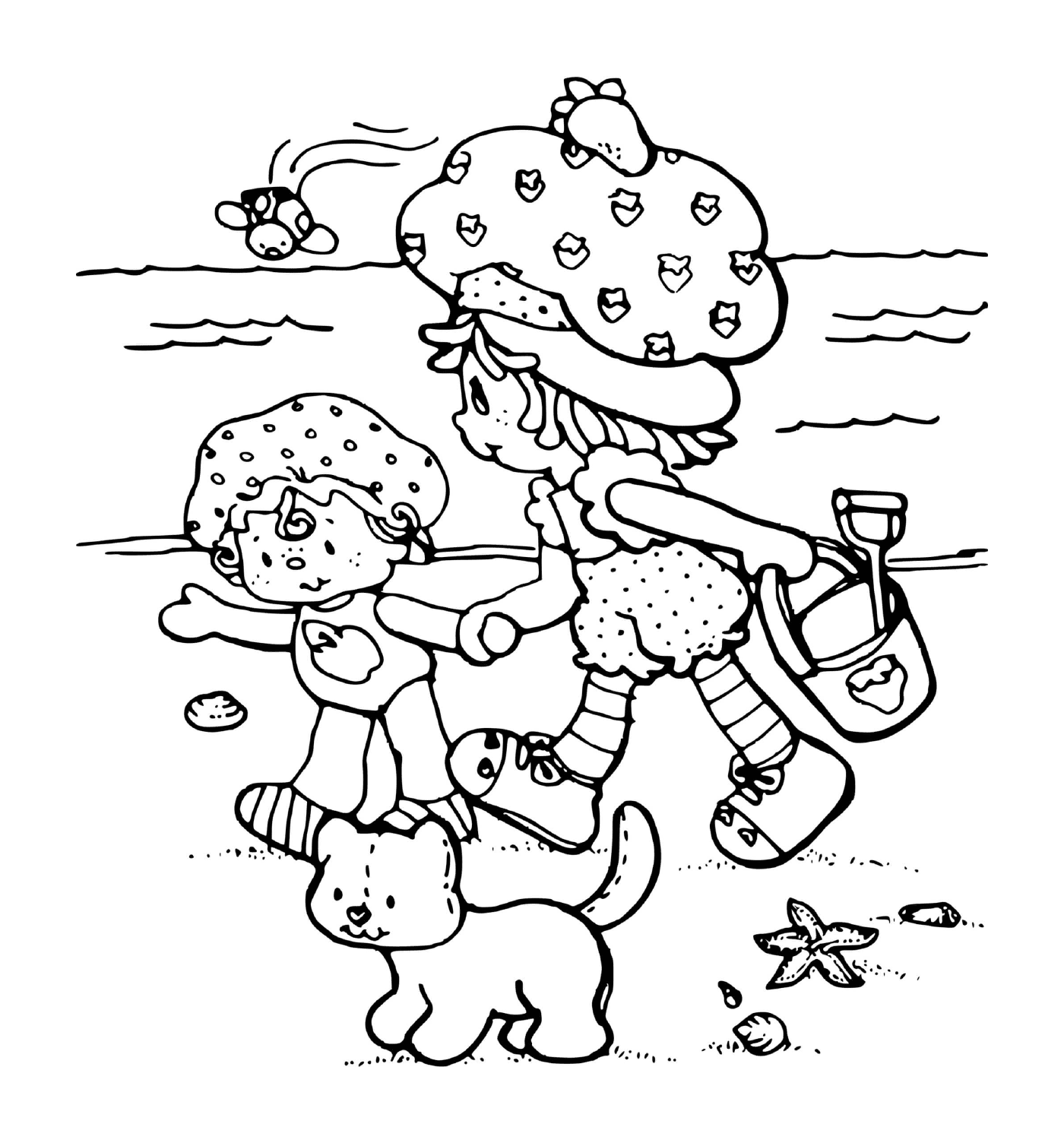  Charlotte mit Erdbeeren genießen einen Tag am Strand 