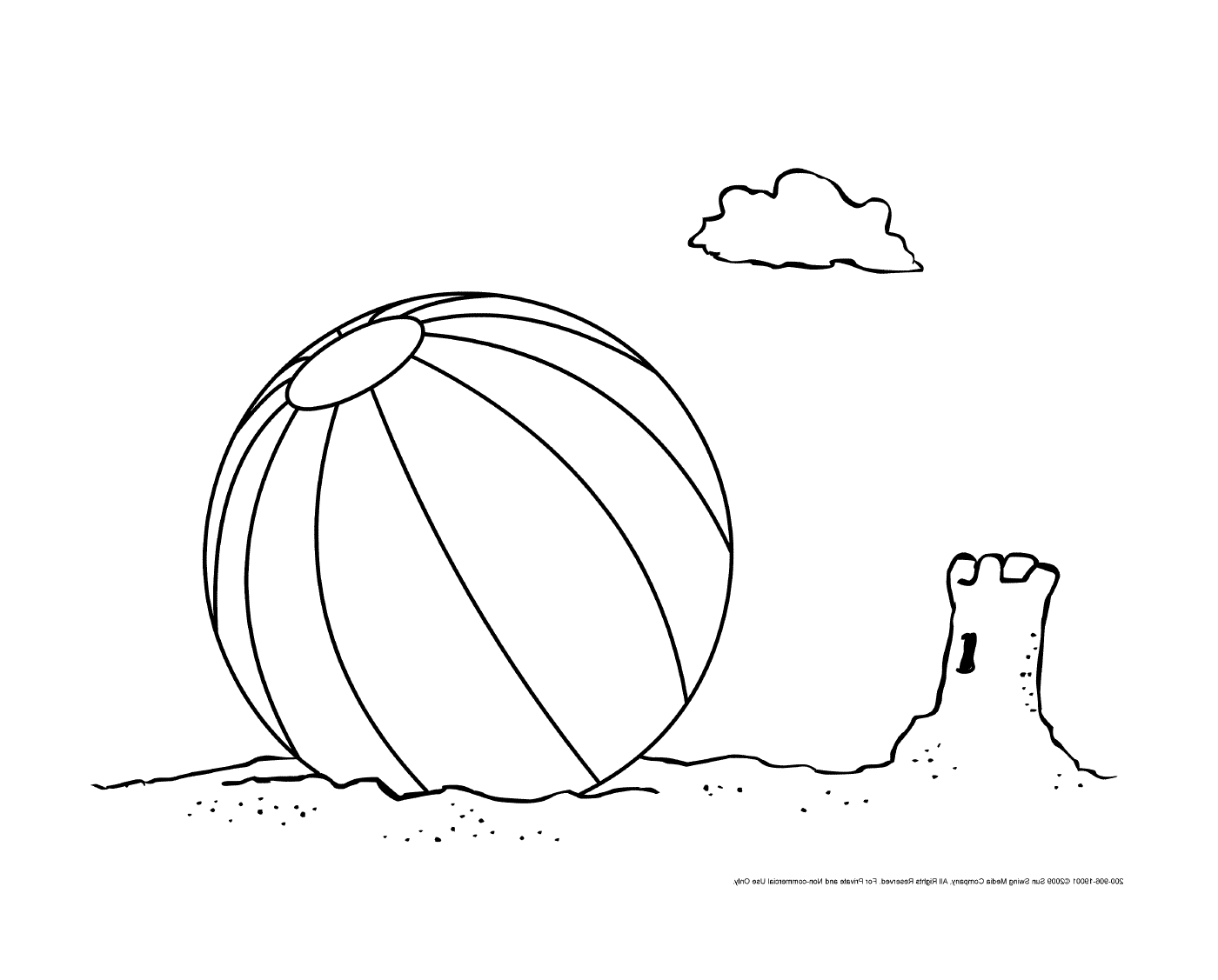  Ein bunter Strandballon auf dem Sand im Urlaub 