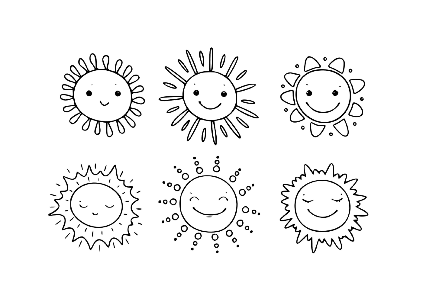  Set of six sun drawings 