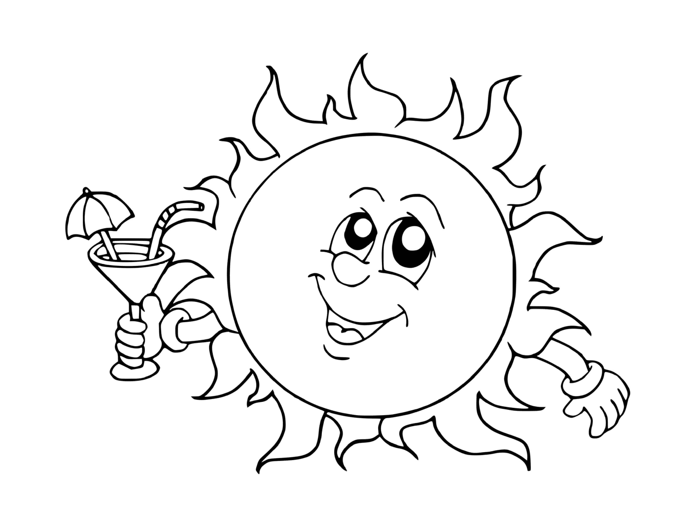  Солнце с освежающим напитком 