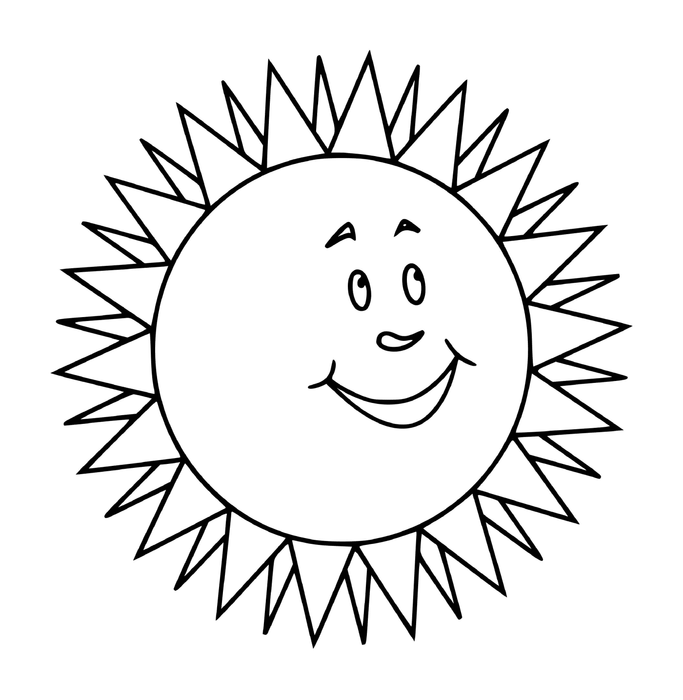  Lächelnde Sonne mit Strahlung 