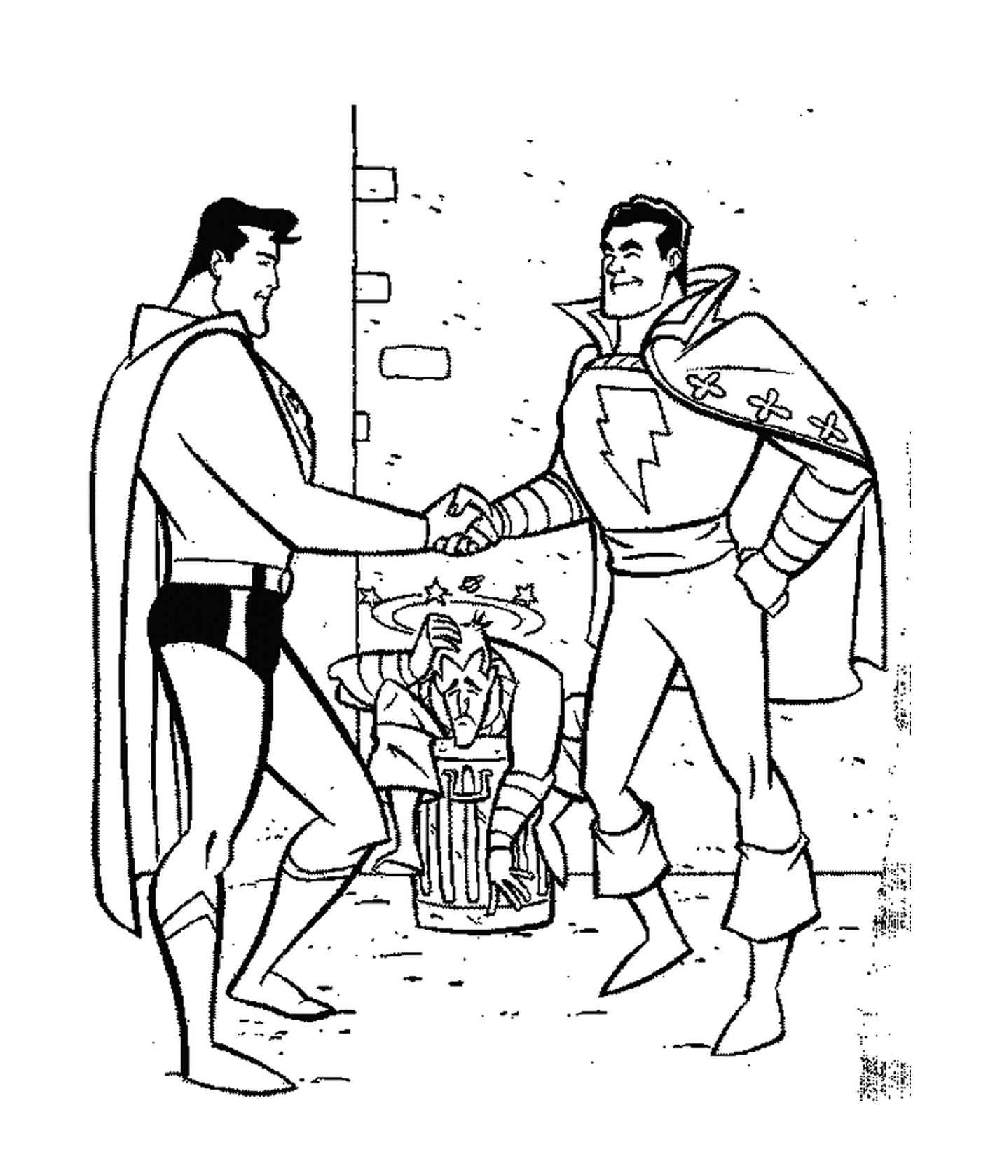  Superman shakes Flash's hand 