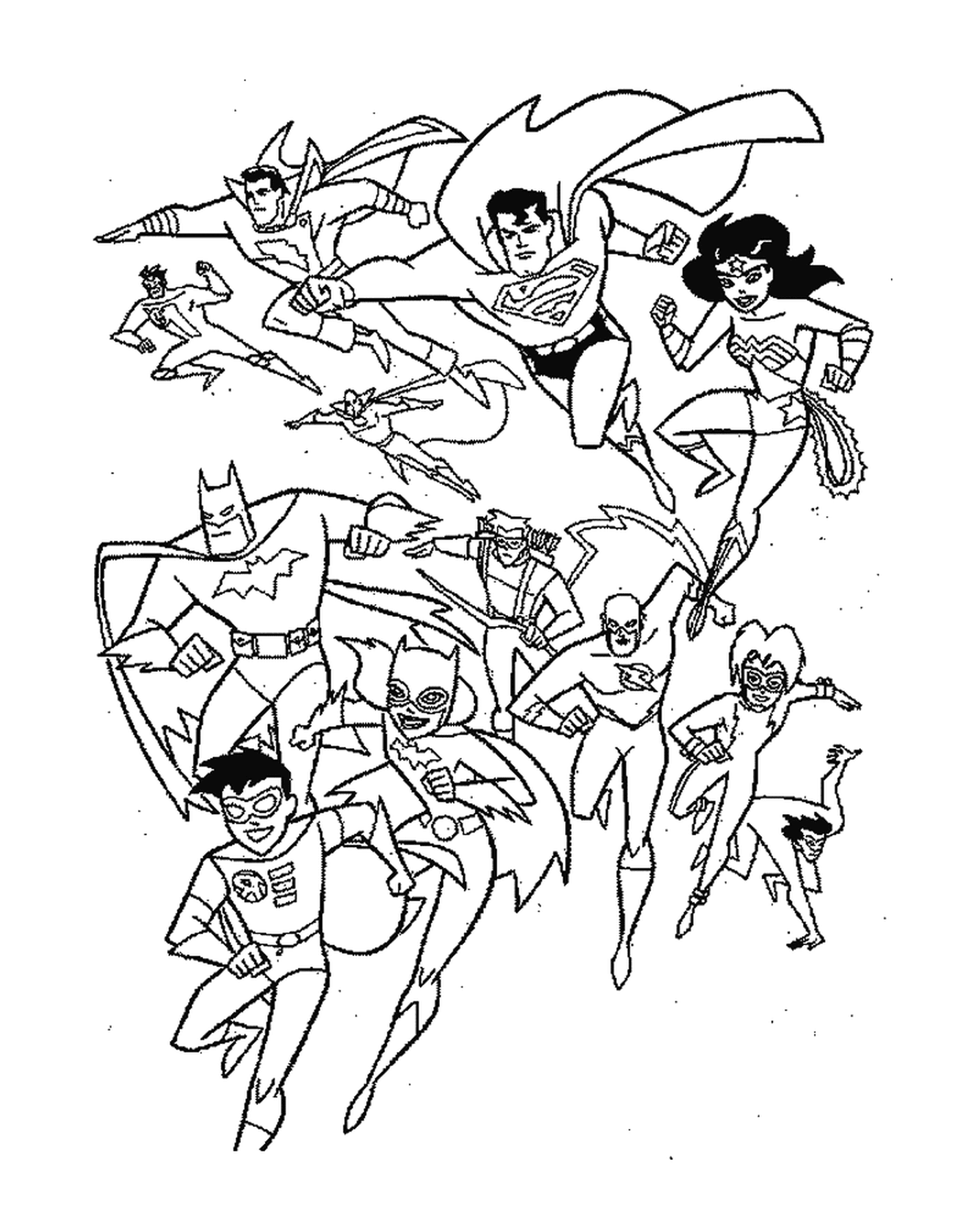  Superman con sus amigos superhéroes 