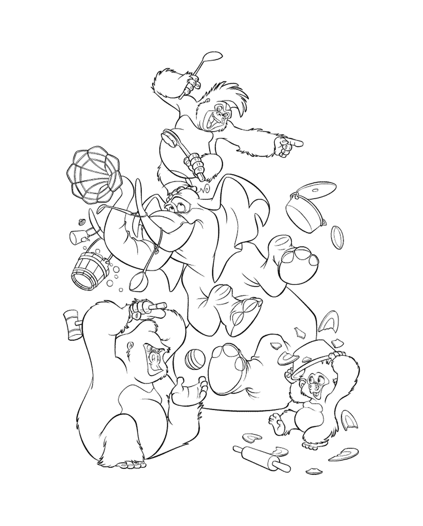  Grupo de oso jugando con un frisbee 