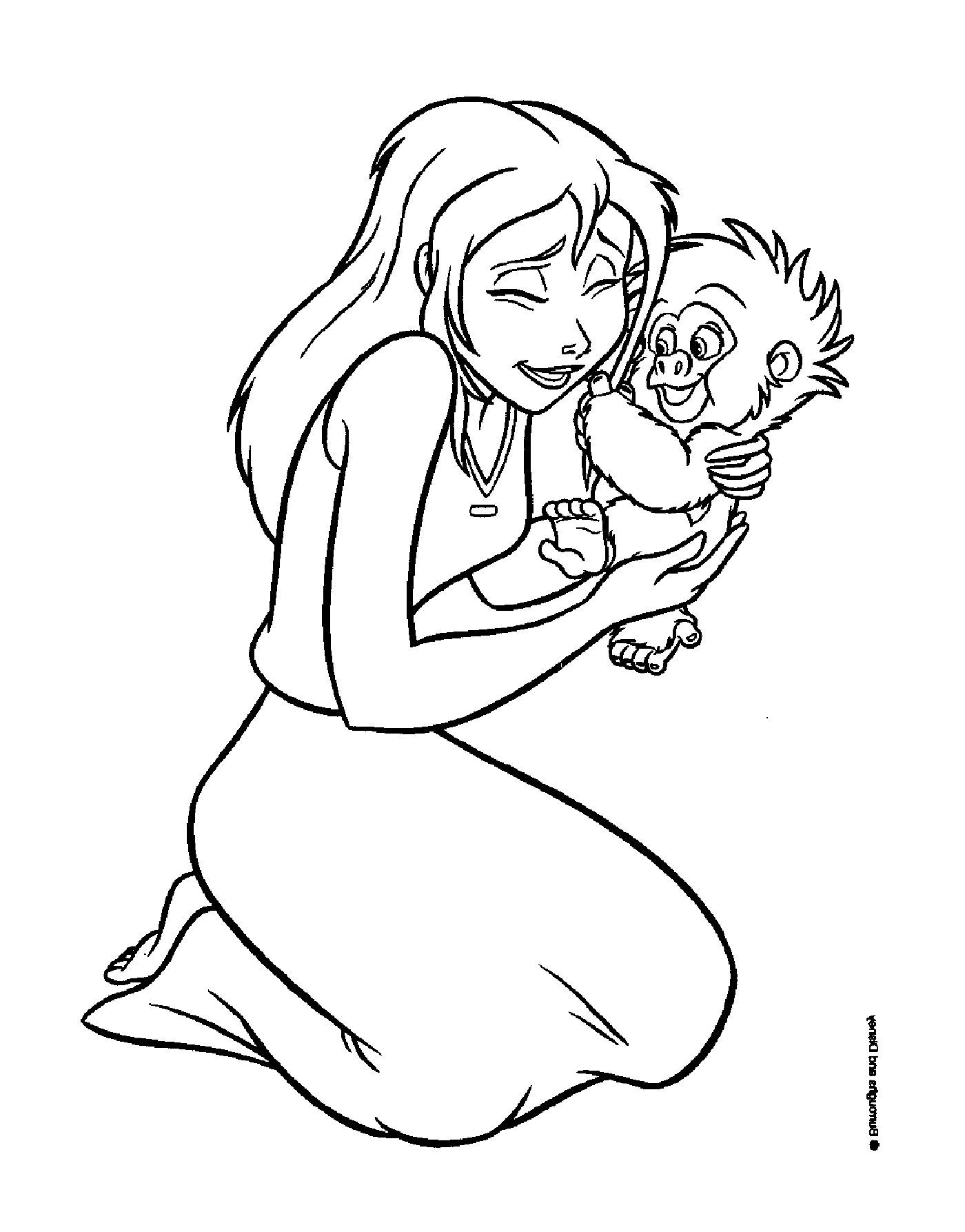  Woman holding a baby monkey in her arms 