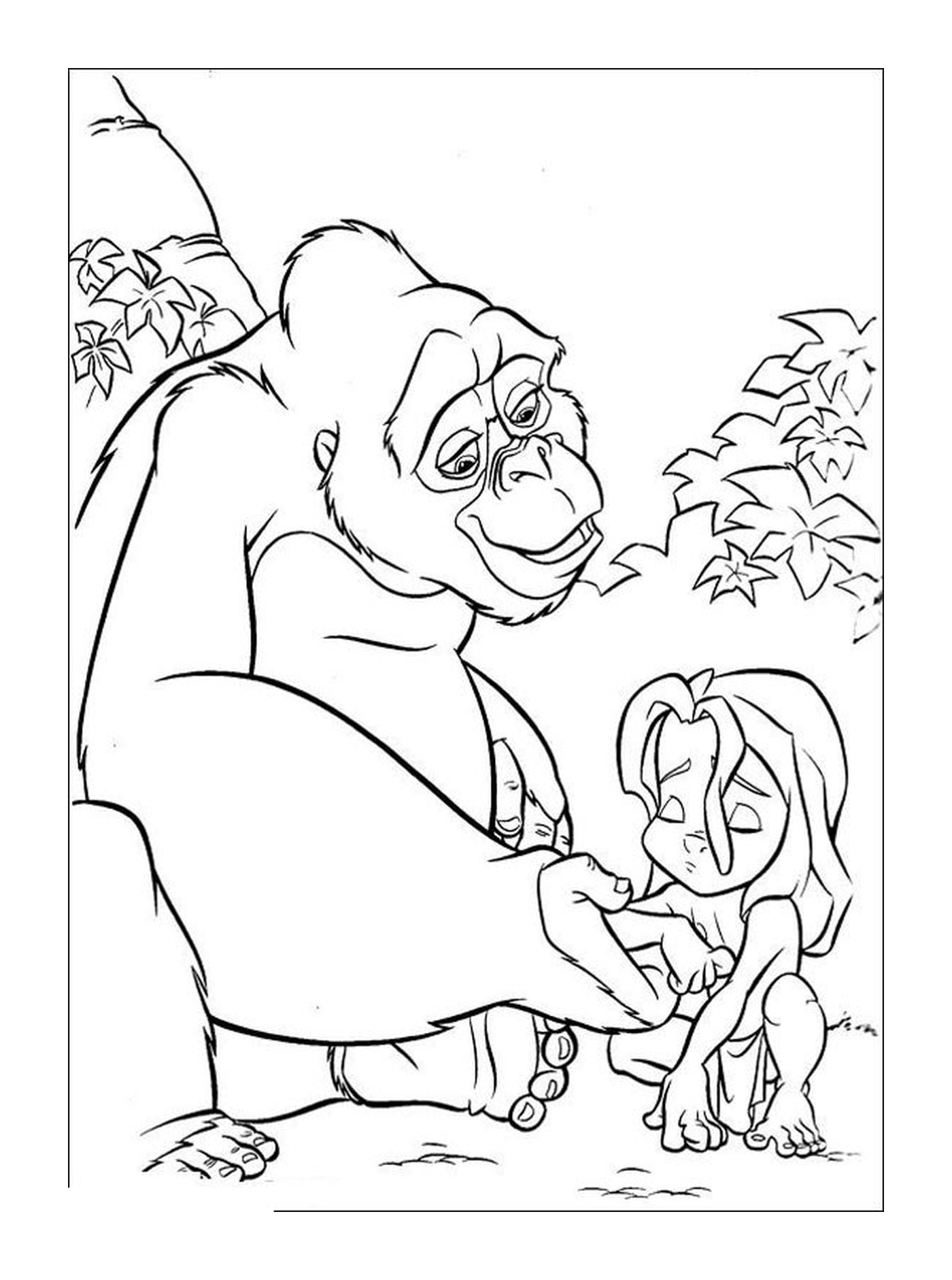  Gorilla hält ein Mädchen in den Armen 