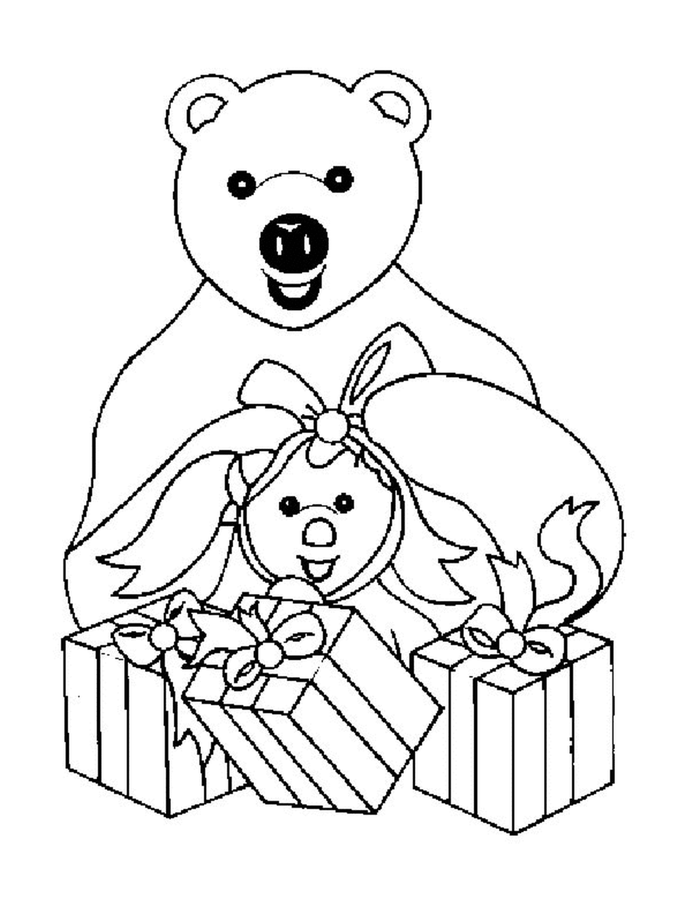  Полярный медведь и подопытная свинка с подарком 