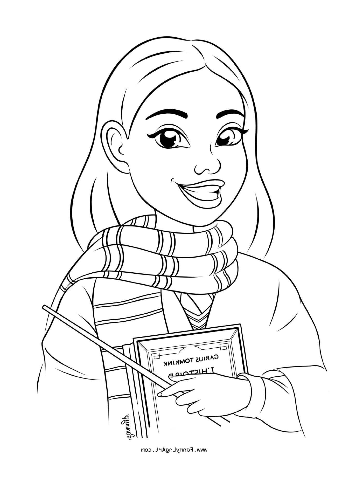  Woman holding a history book and a pencil 