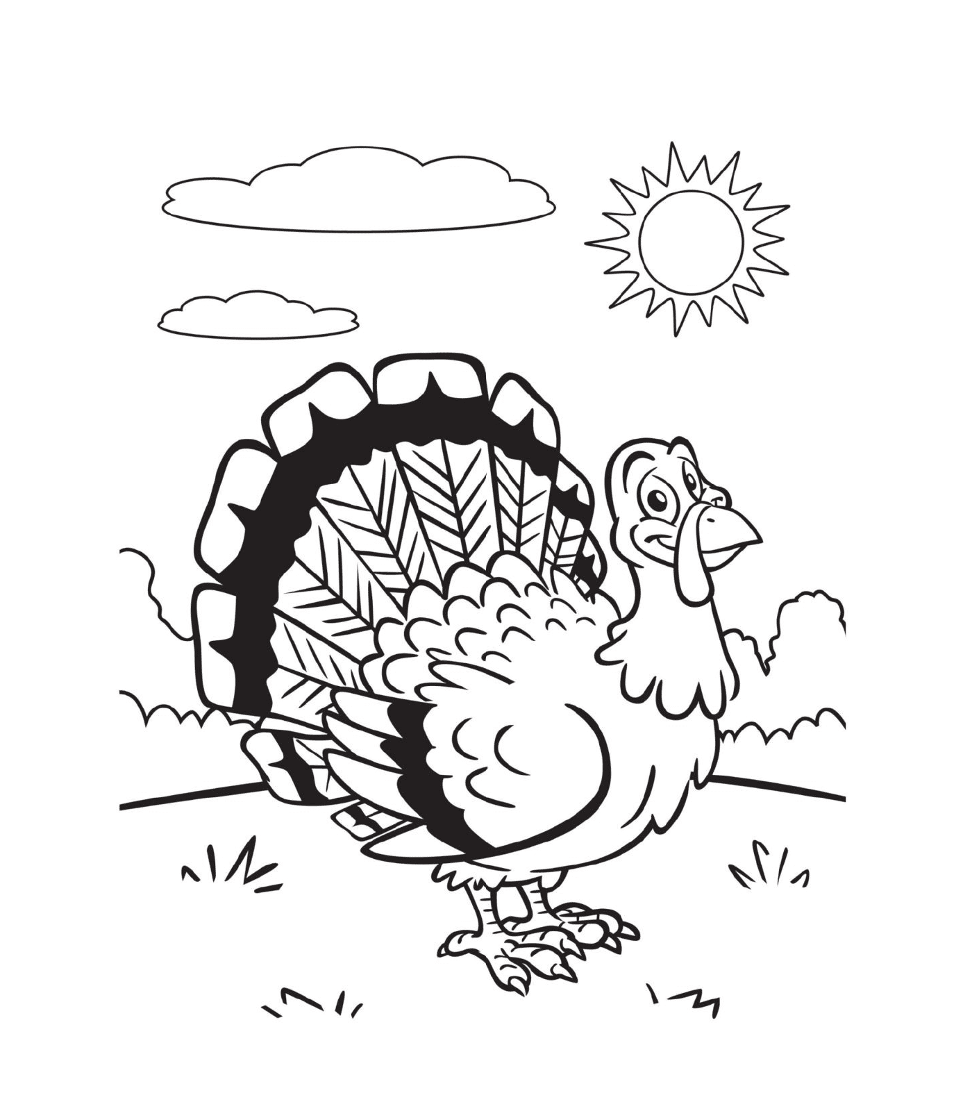  A turkey drawn in black and white 