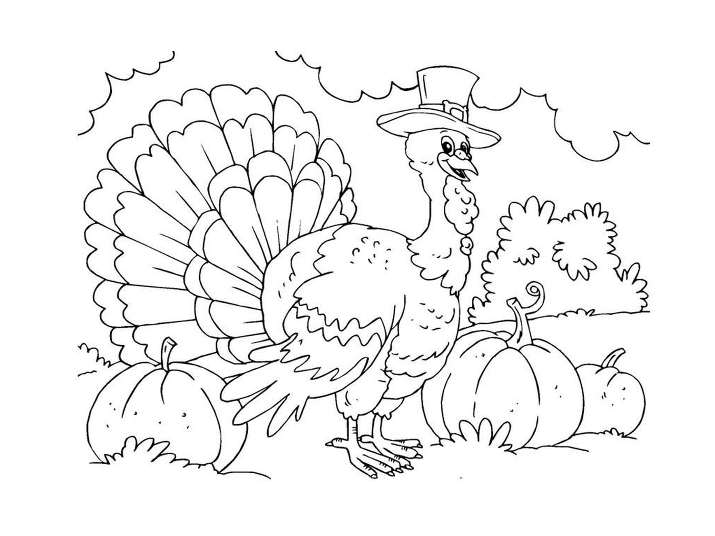 A turkey wearing a high-shape hat 