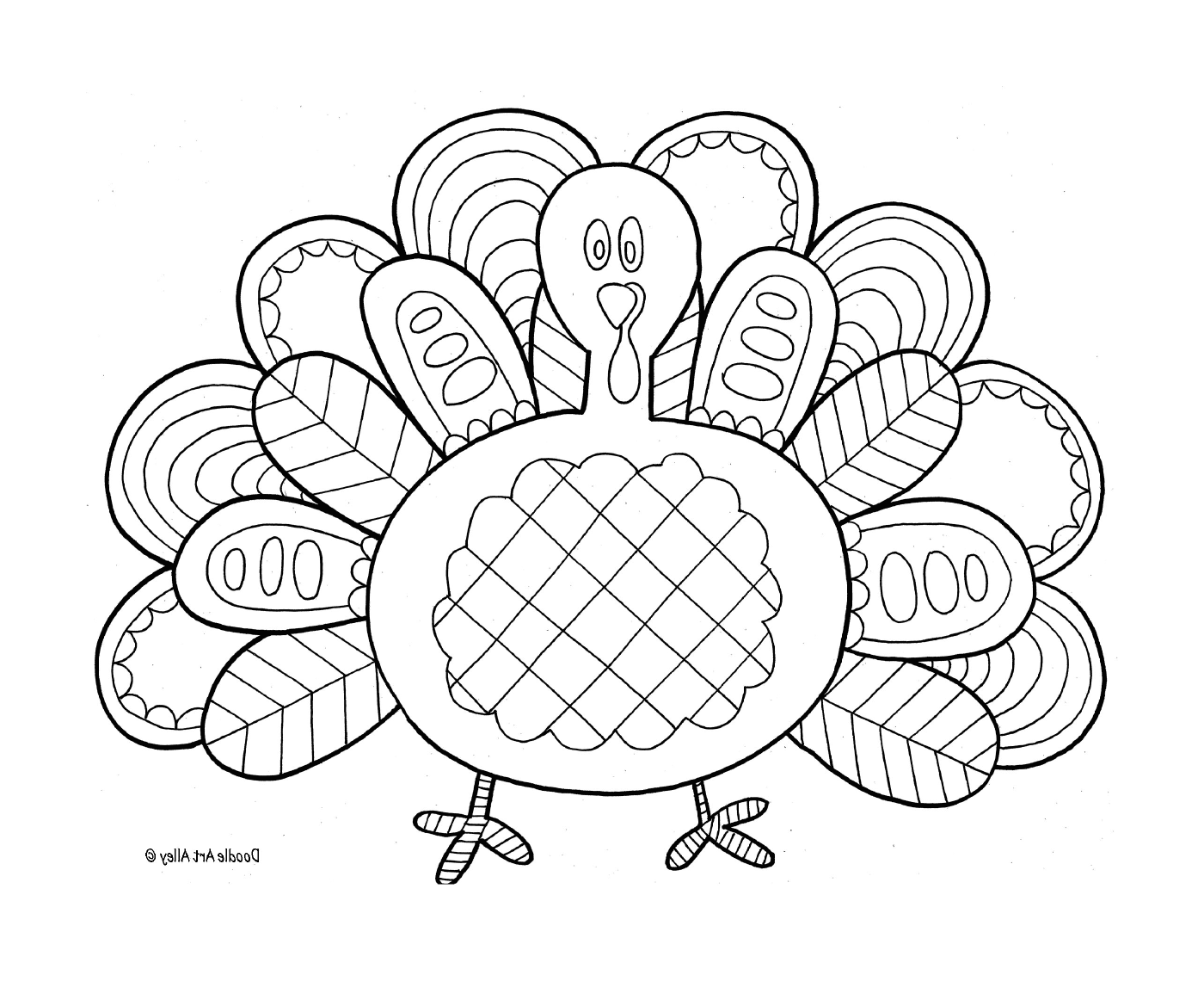  A turkey drawn in black and white 