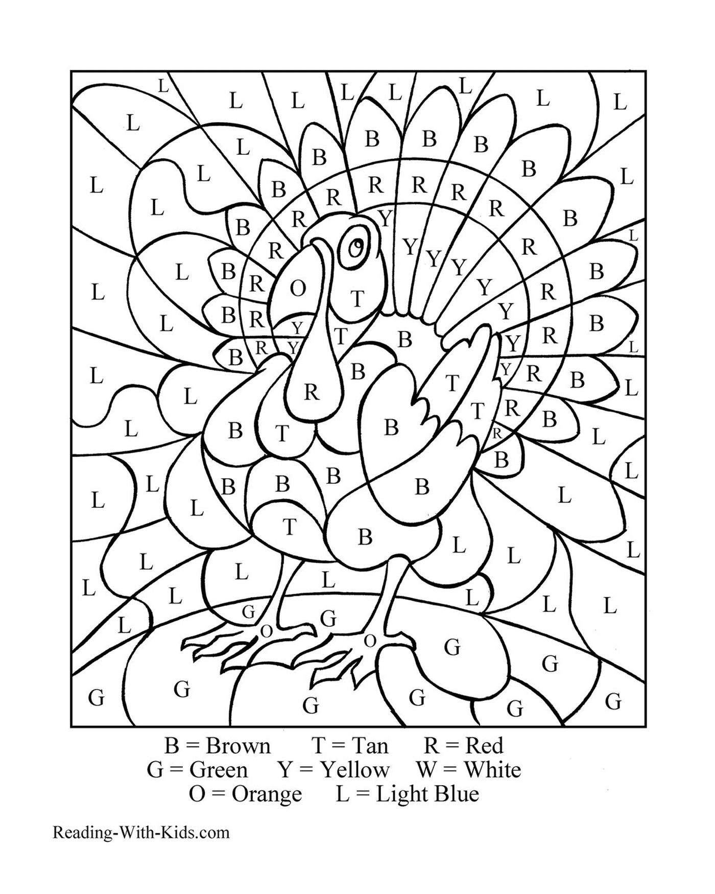  A colouring turkey with letters for the letter B 