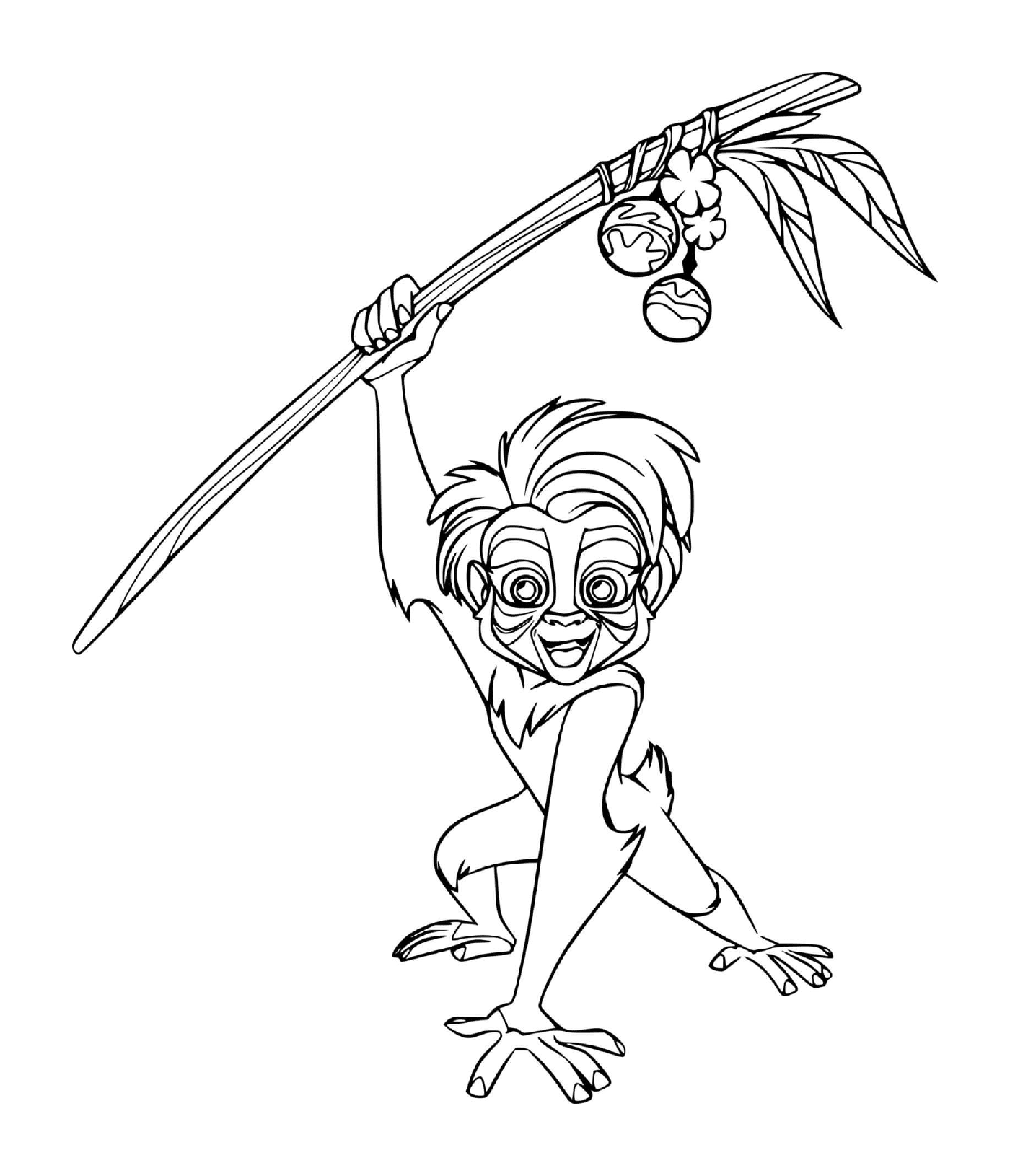  El joven Rafiki blandiendo una lanza 