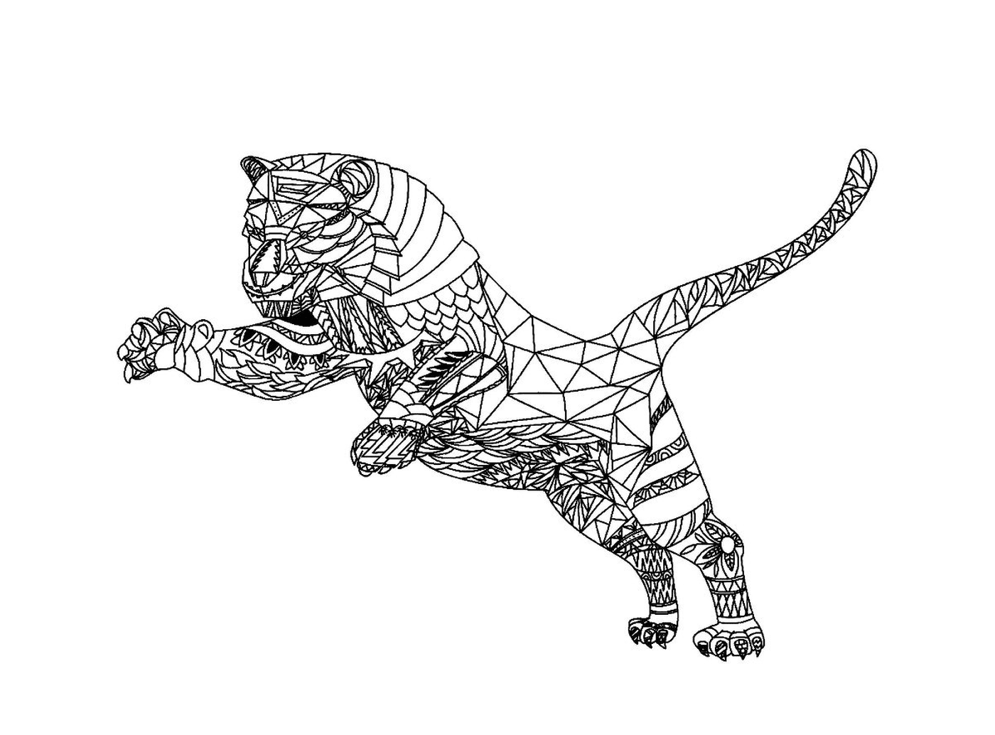  Un tigre zentangular para adultos 