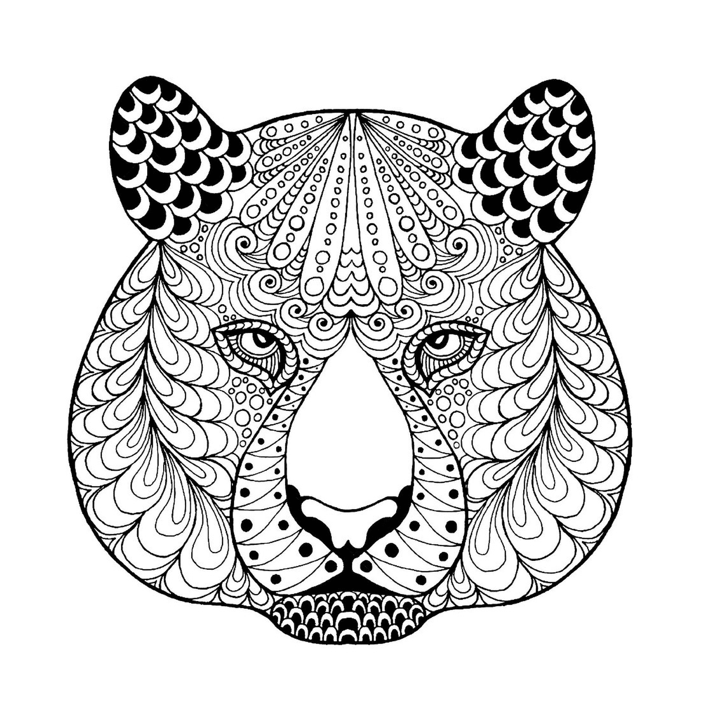  Зентанглая голова тигра с рисунками 