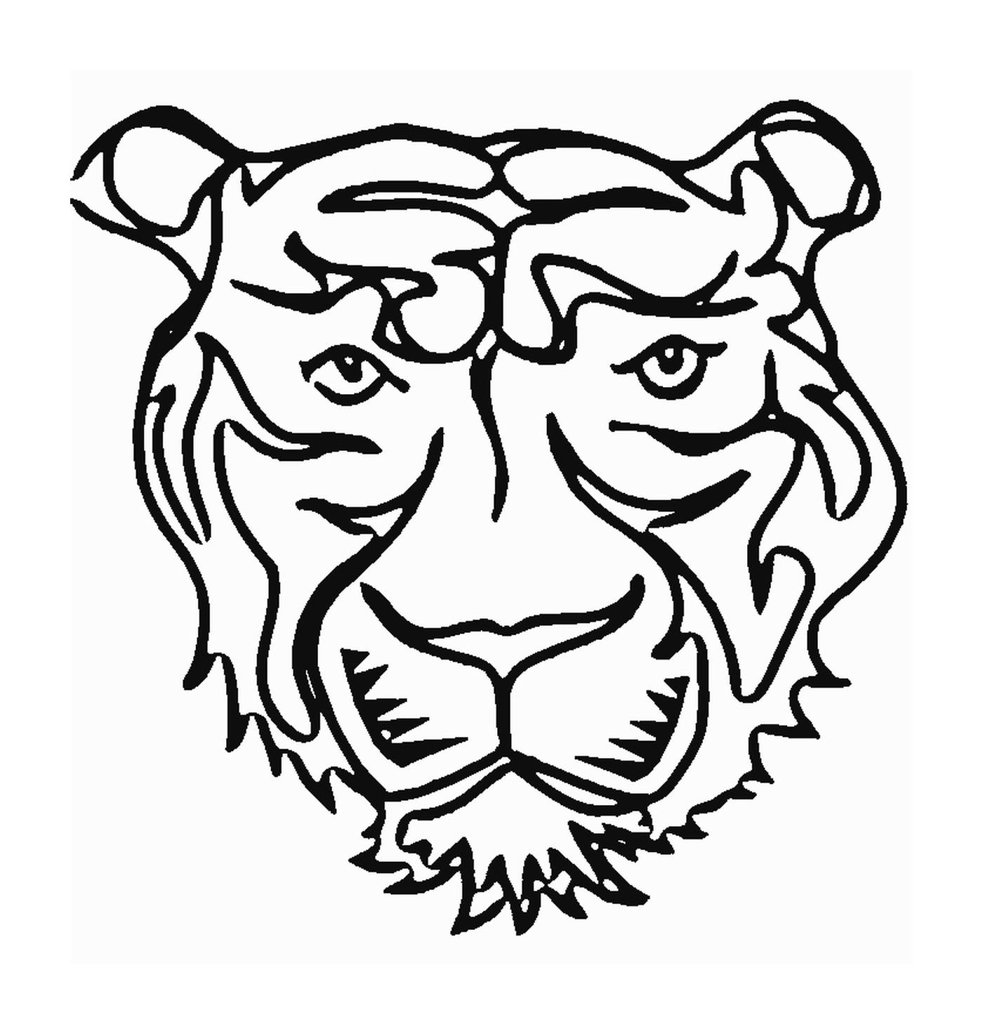  Una cabeza de tigre desde el frente 