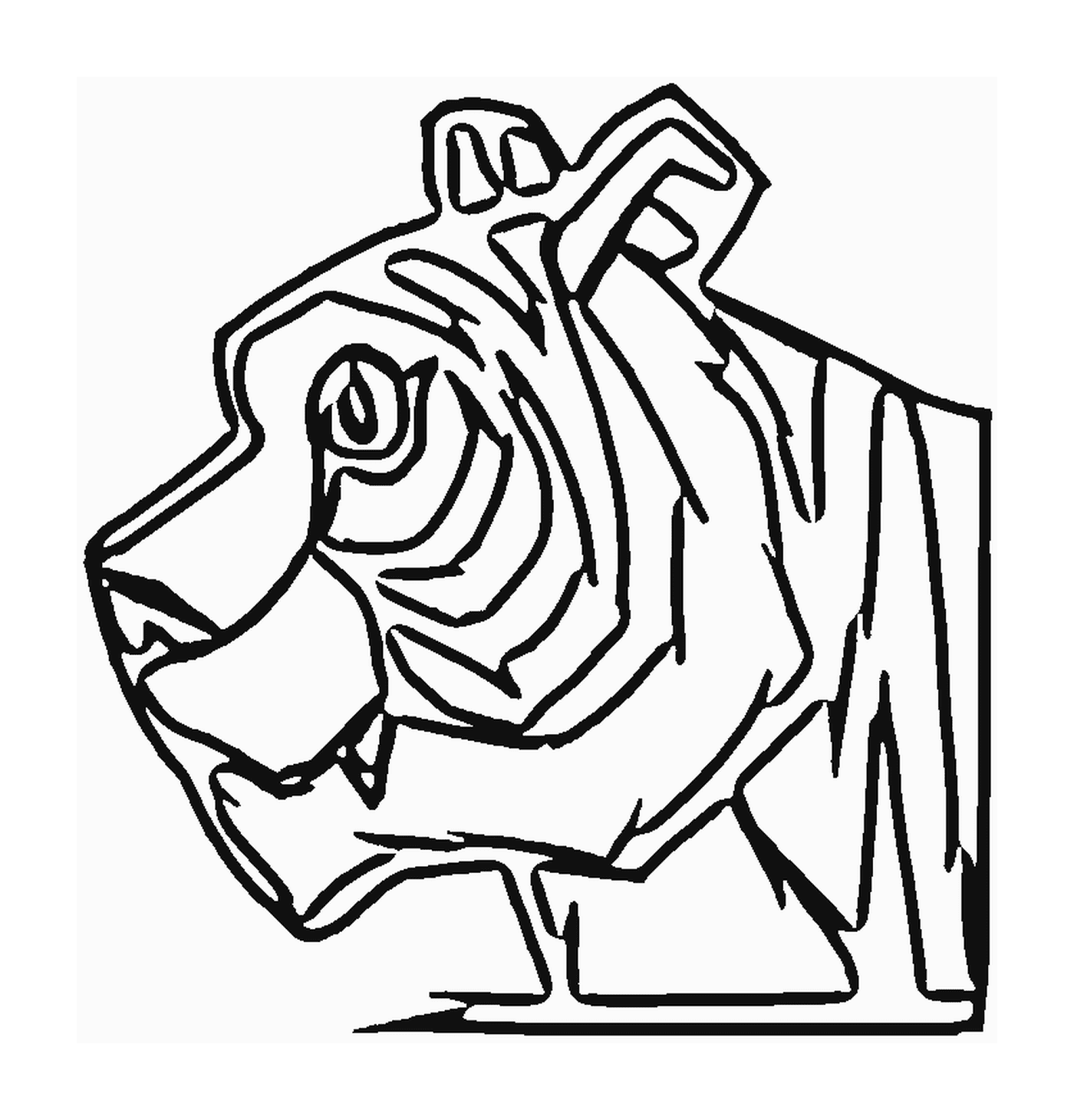  Una cabeza de tigre de perfil 
