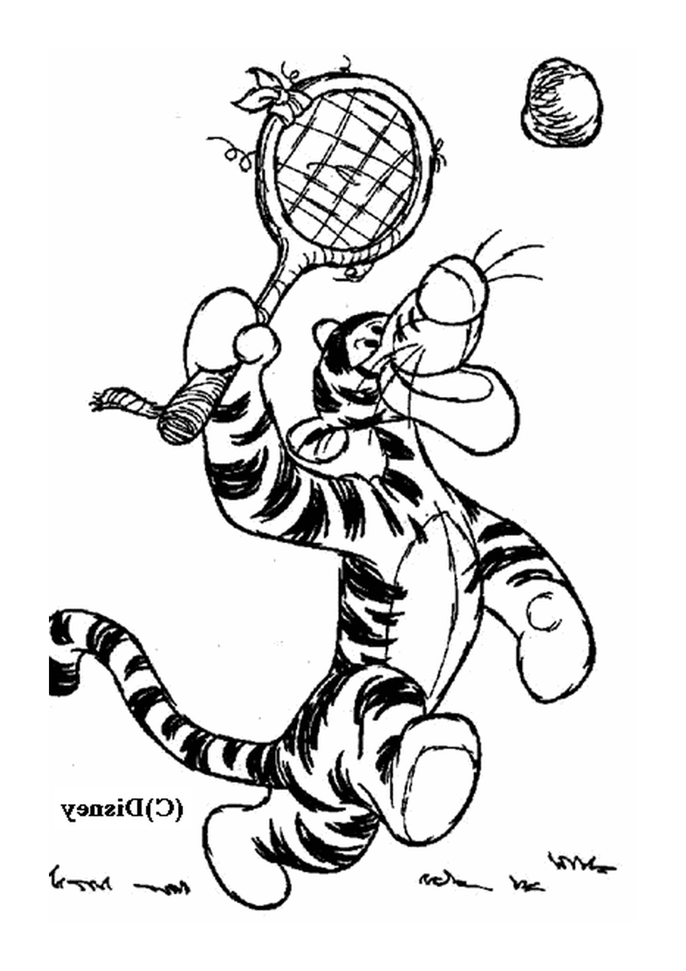  Тигру играет в теннис 