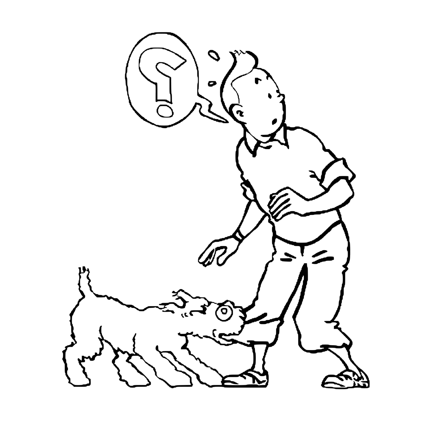  Milou holds Tintin 