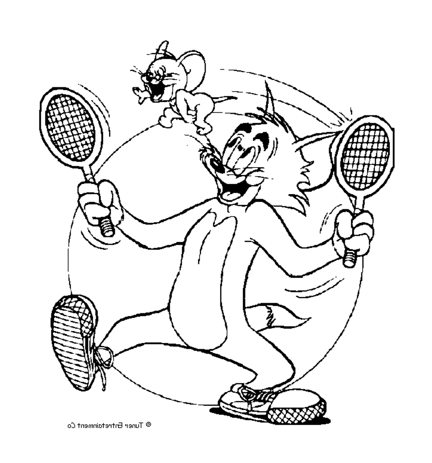  Tom plays tennis with Jerry 