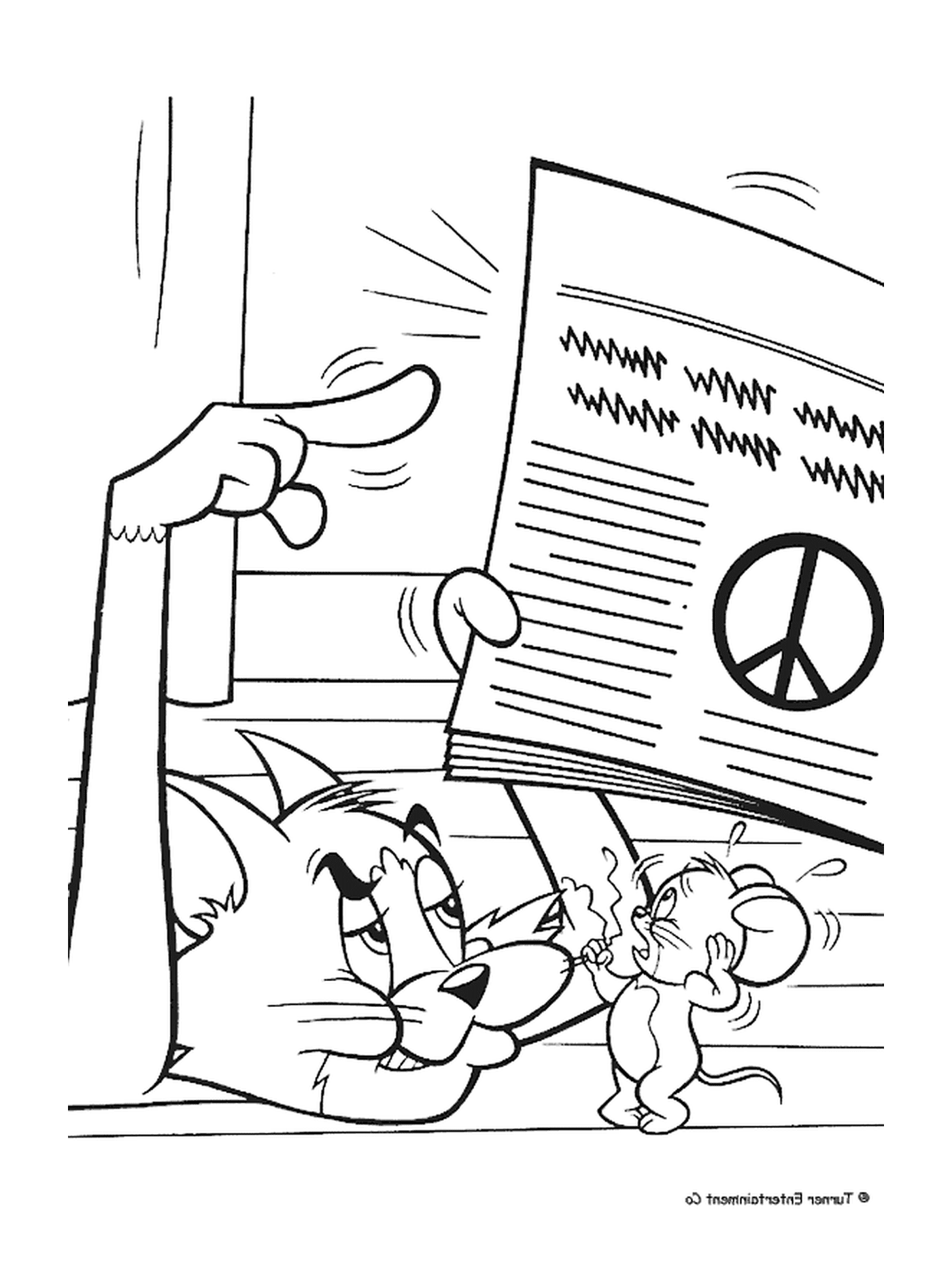  Tom muestra a Jerry el logo de la paz y el amor 