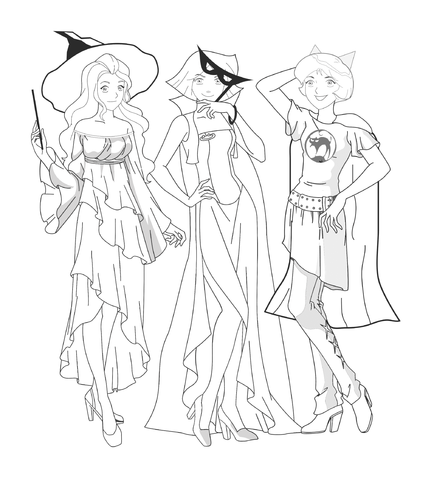  Grupo de mujeres en vestido de Halloween 