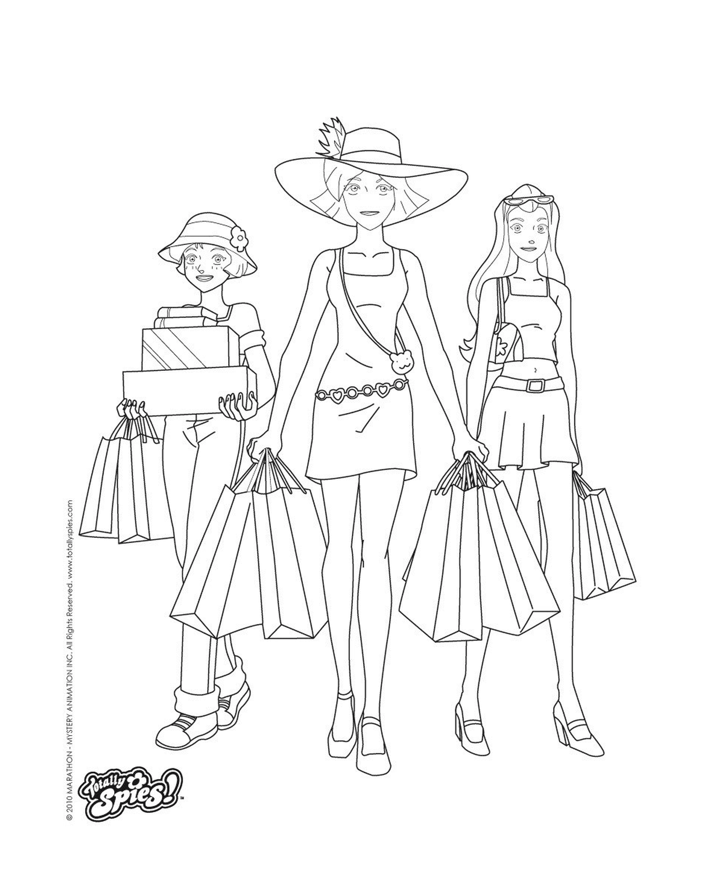  Drei Frauen mit Einkaufstaschen 