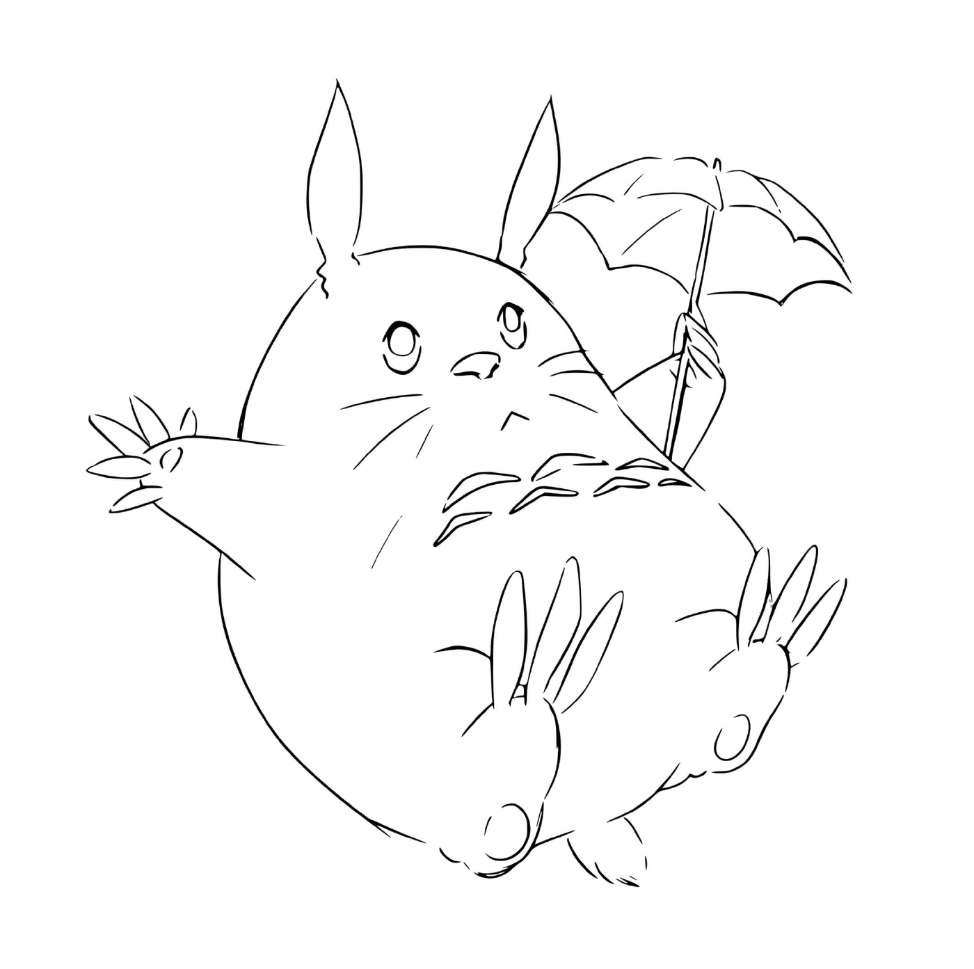  Totoro, der einen Schirm hält 