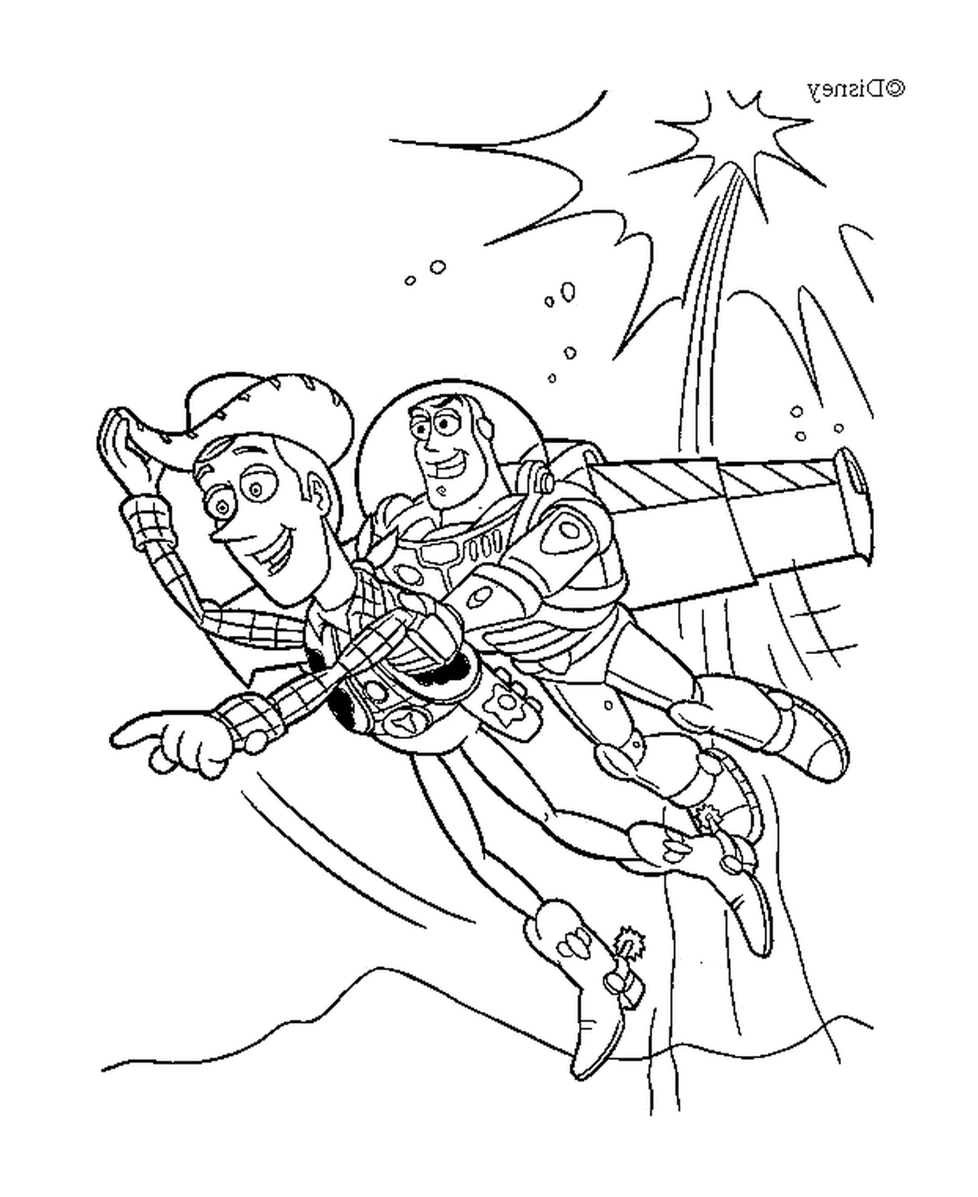  Buzz Light vuela con Woody, dúo heroico 