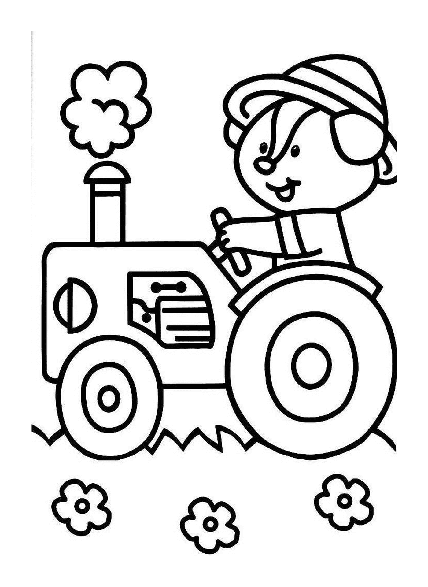  Tractor con un animal, complicidad en la granja 
