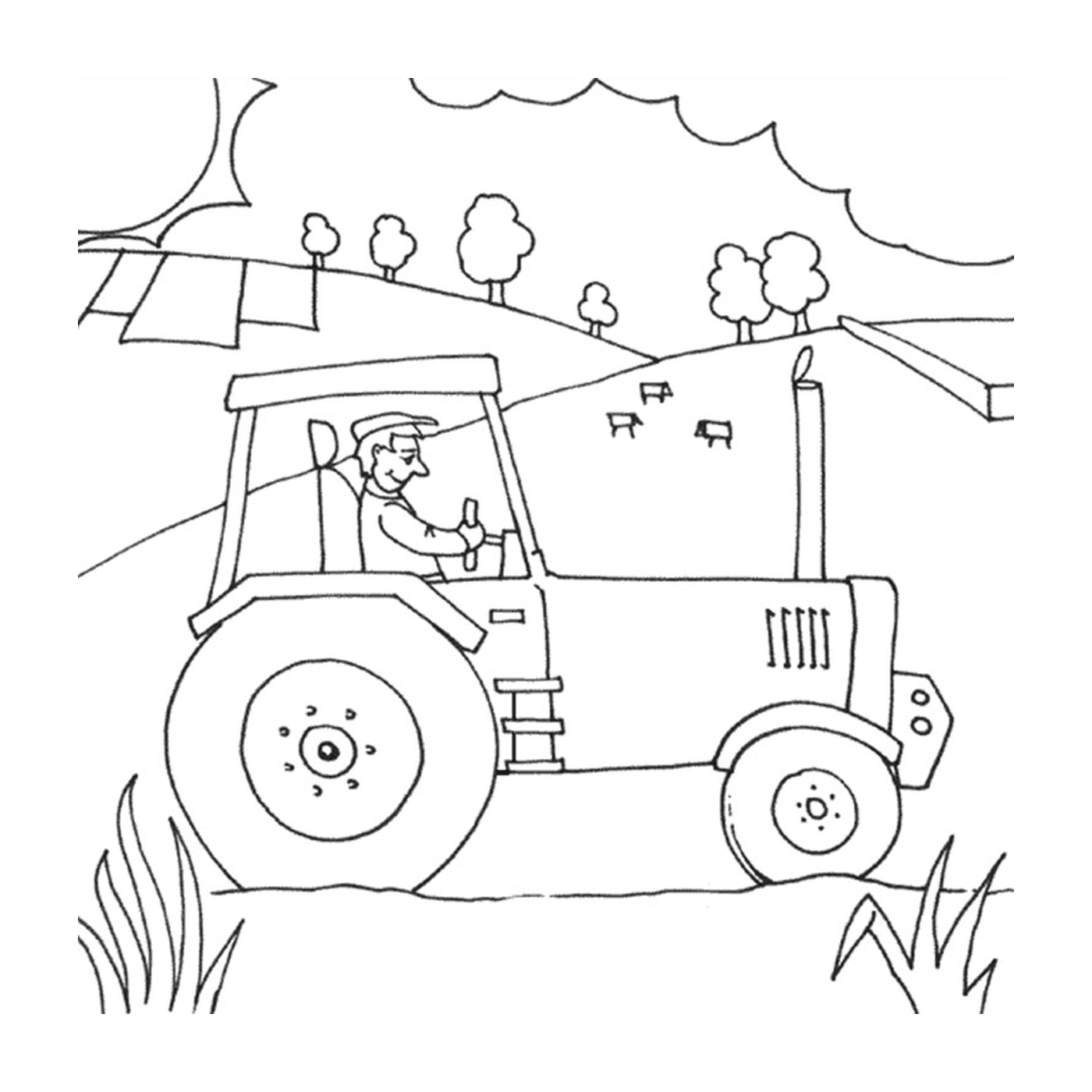  Bauernhof mit Traktor, aktives ländliches Leben 