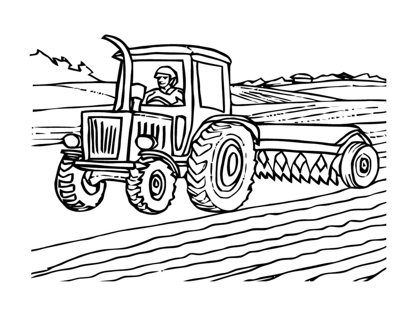  Возглавляемый фермером трактор 