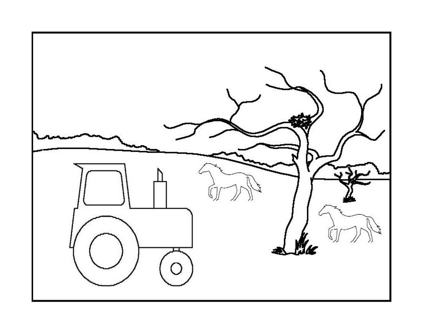  Tractor with tree horses 