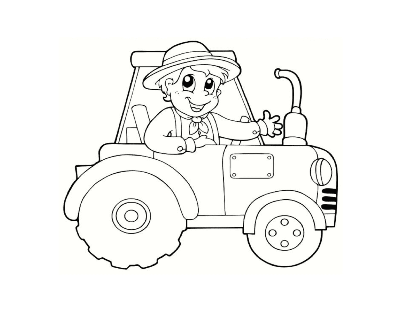  Happy farmer green tractor 