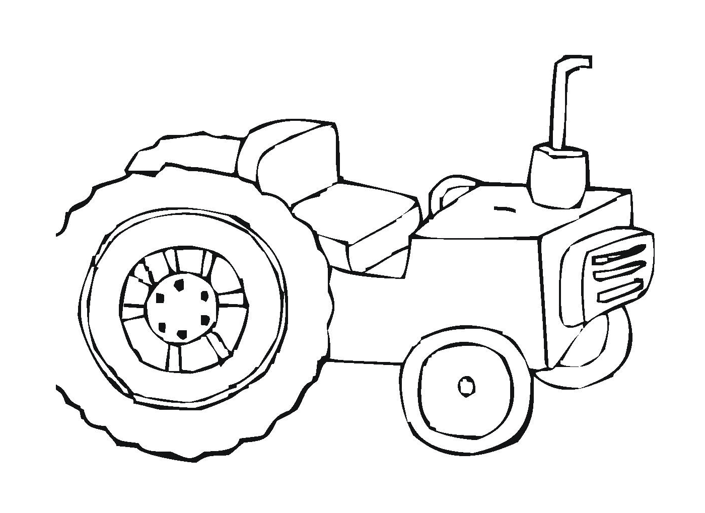  Alte Traktor schwarz gezeichnet 