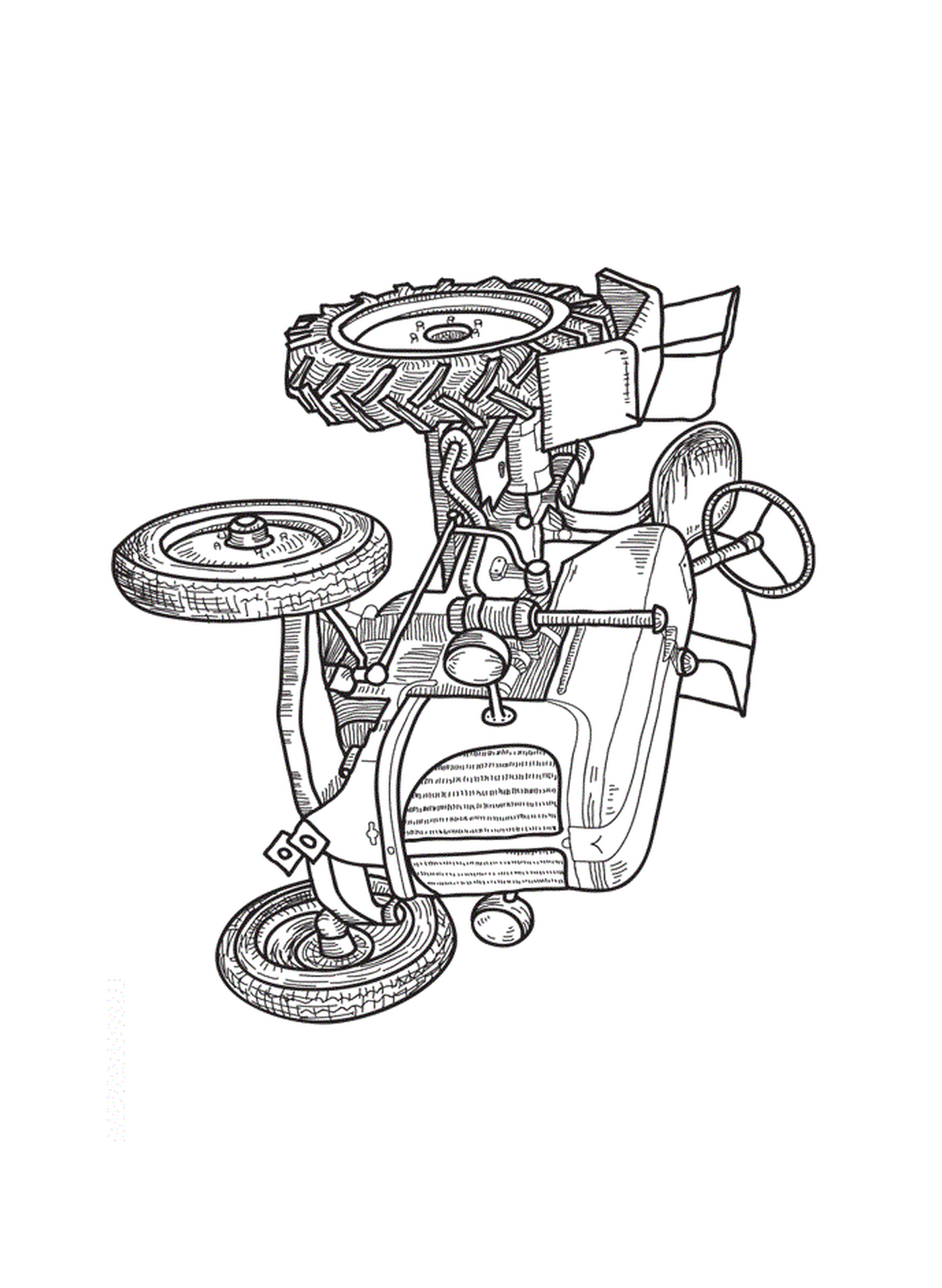  Старый трактор с рулевым колесом 