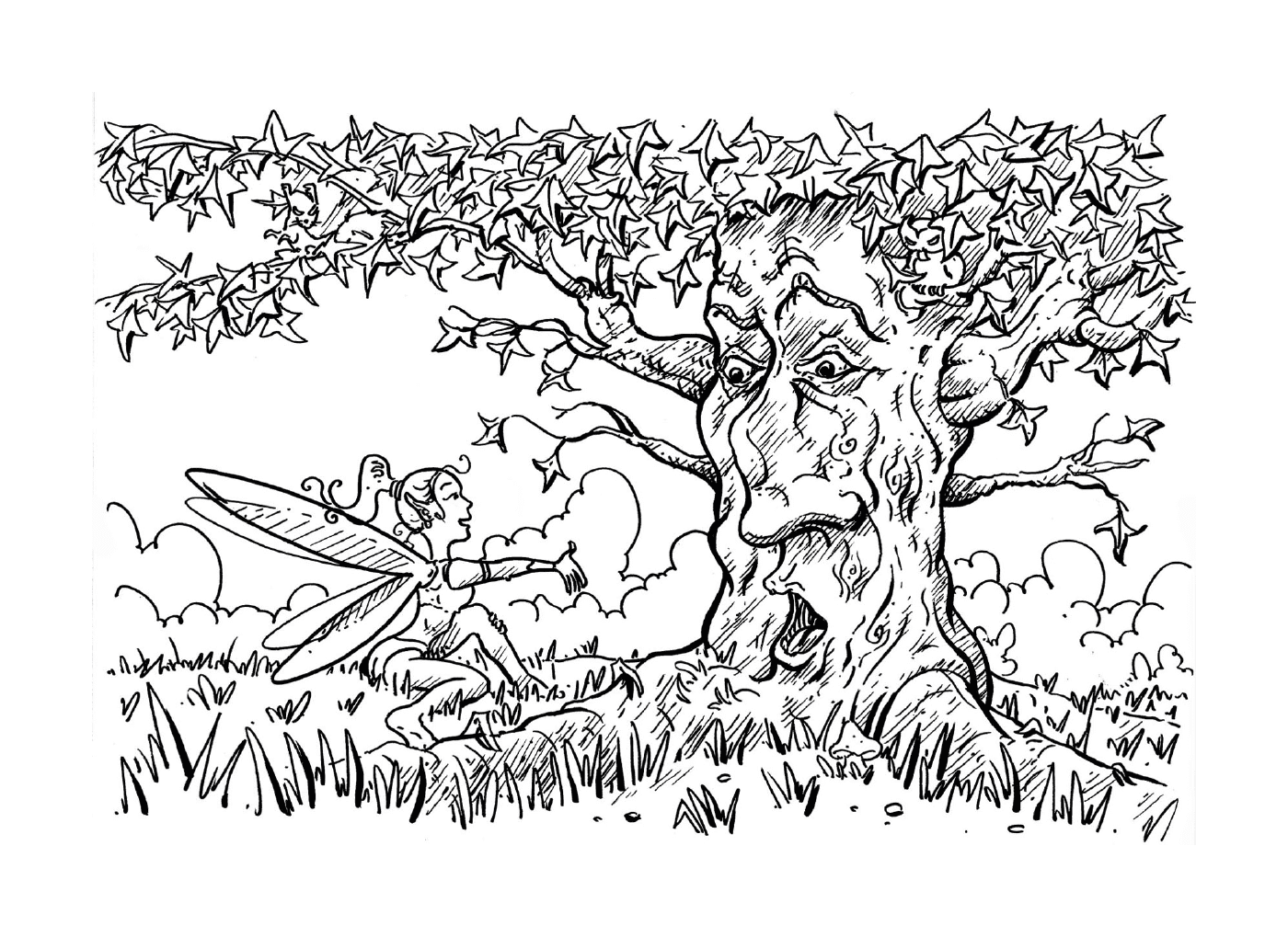  Eine Tinte, ein Mann und ein Baum 