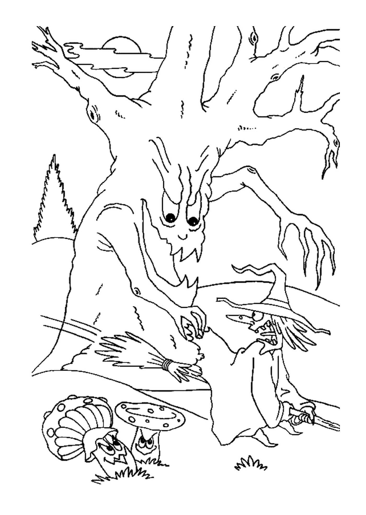  Eine Hexe und ein beängstigender Baum 