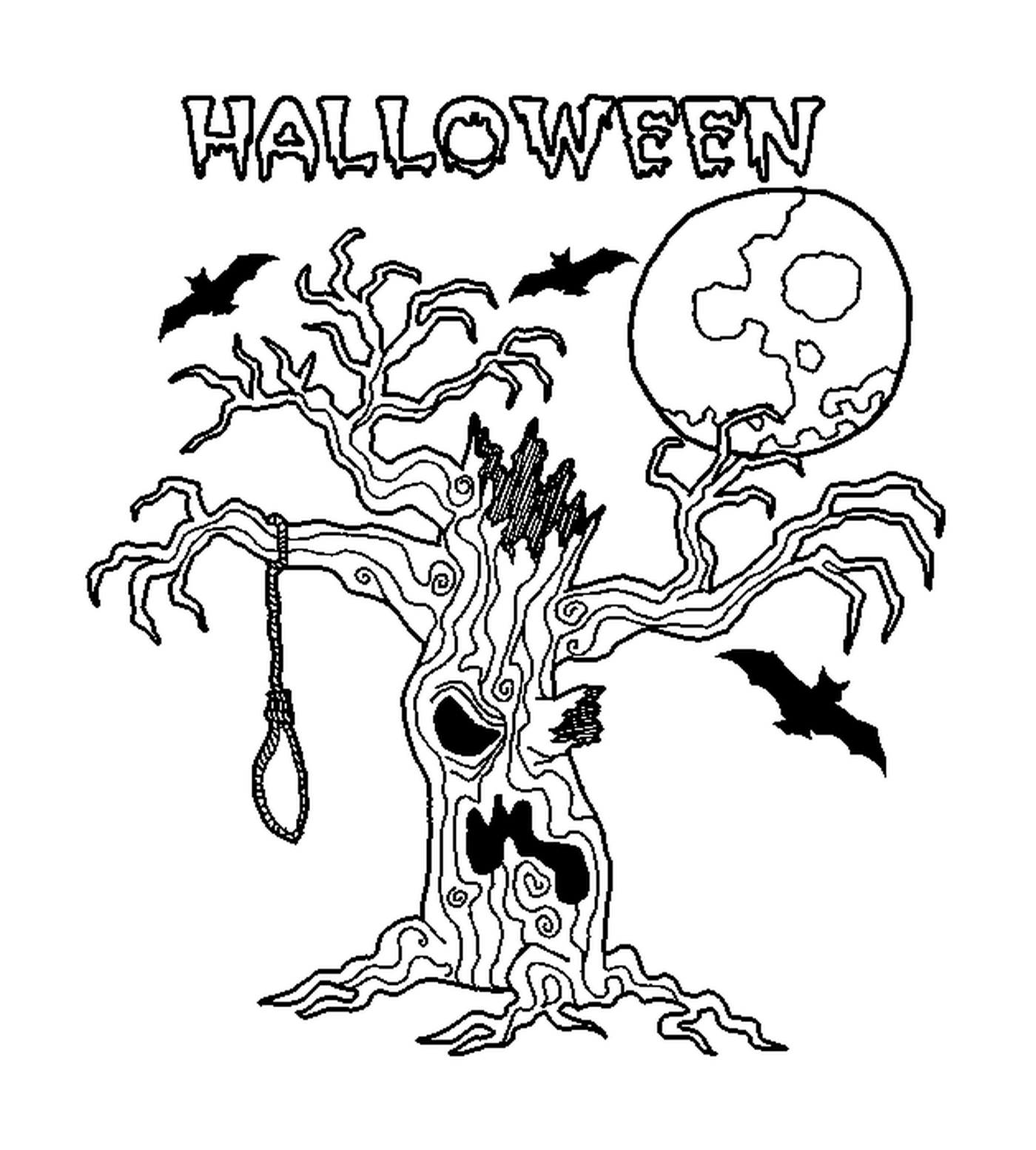 Un árbol aterrador para Halloween con murciélagos 