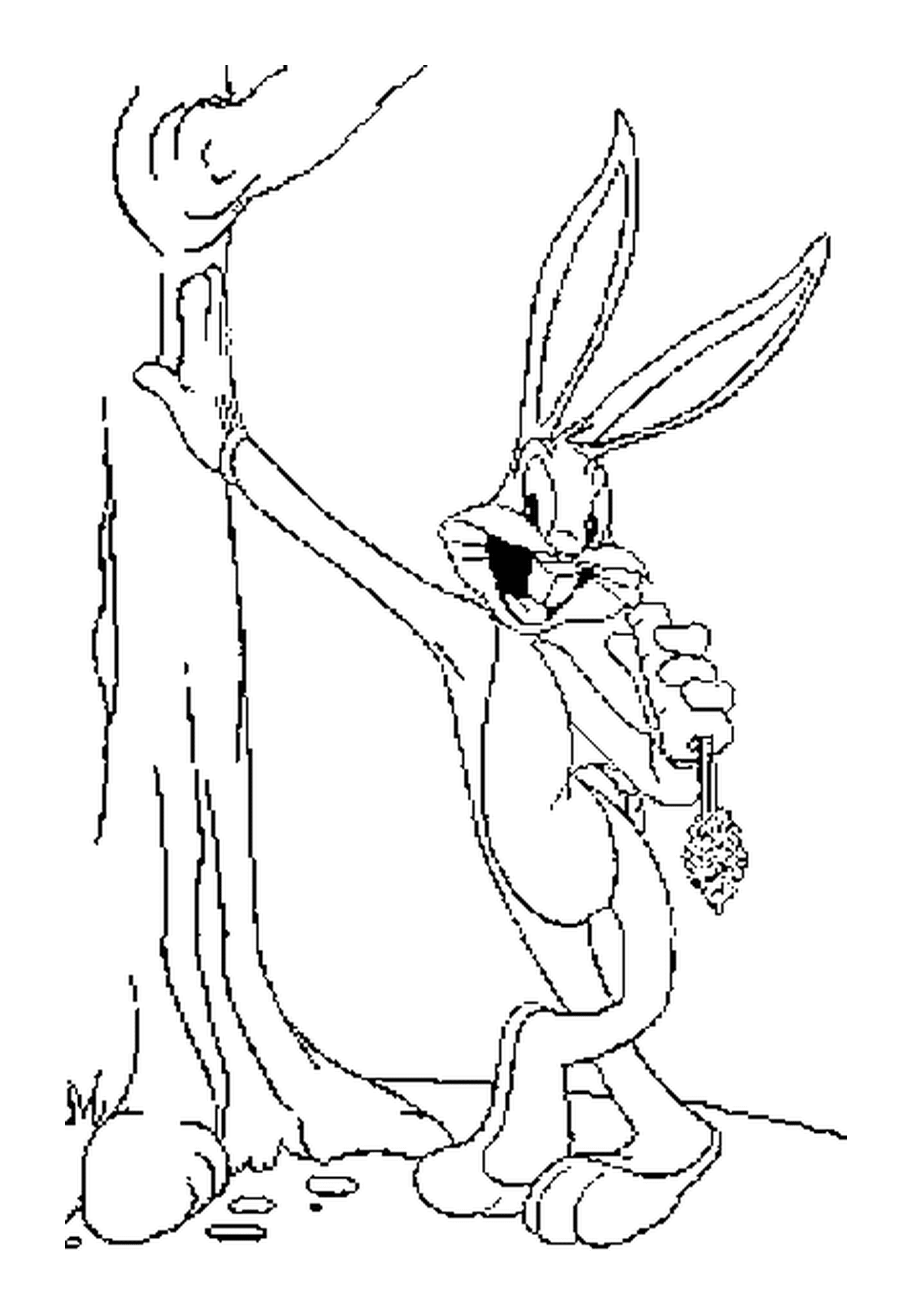  Bugs Bunny come una zanahoria junto a un árbol 