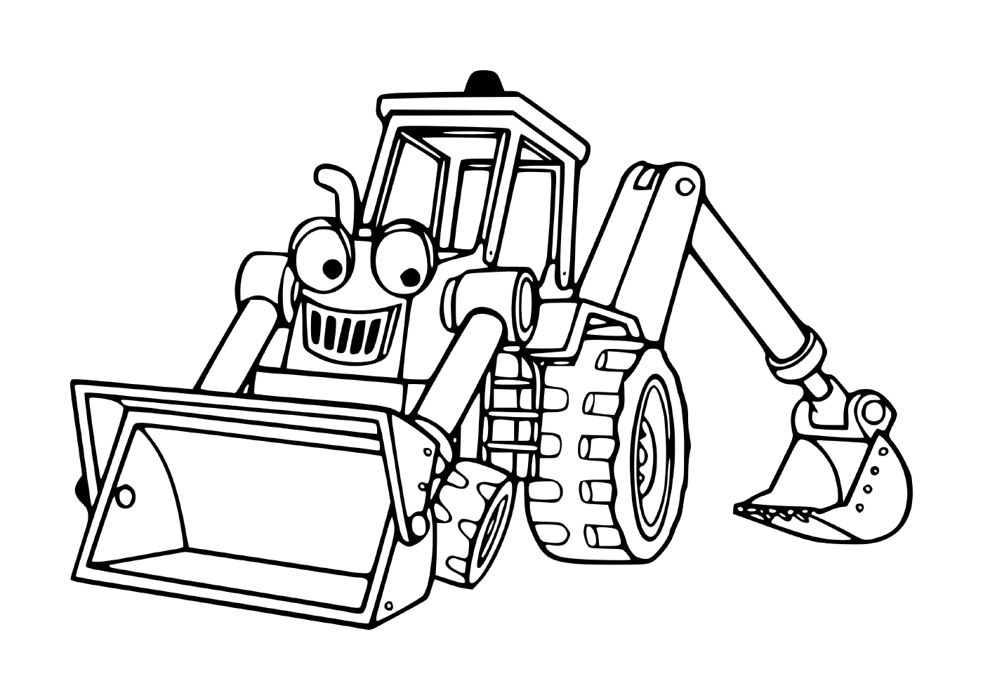  Camión trollop que combina un cargador de neumáticos y una excavadora 