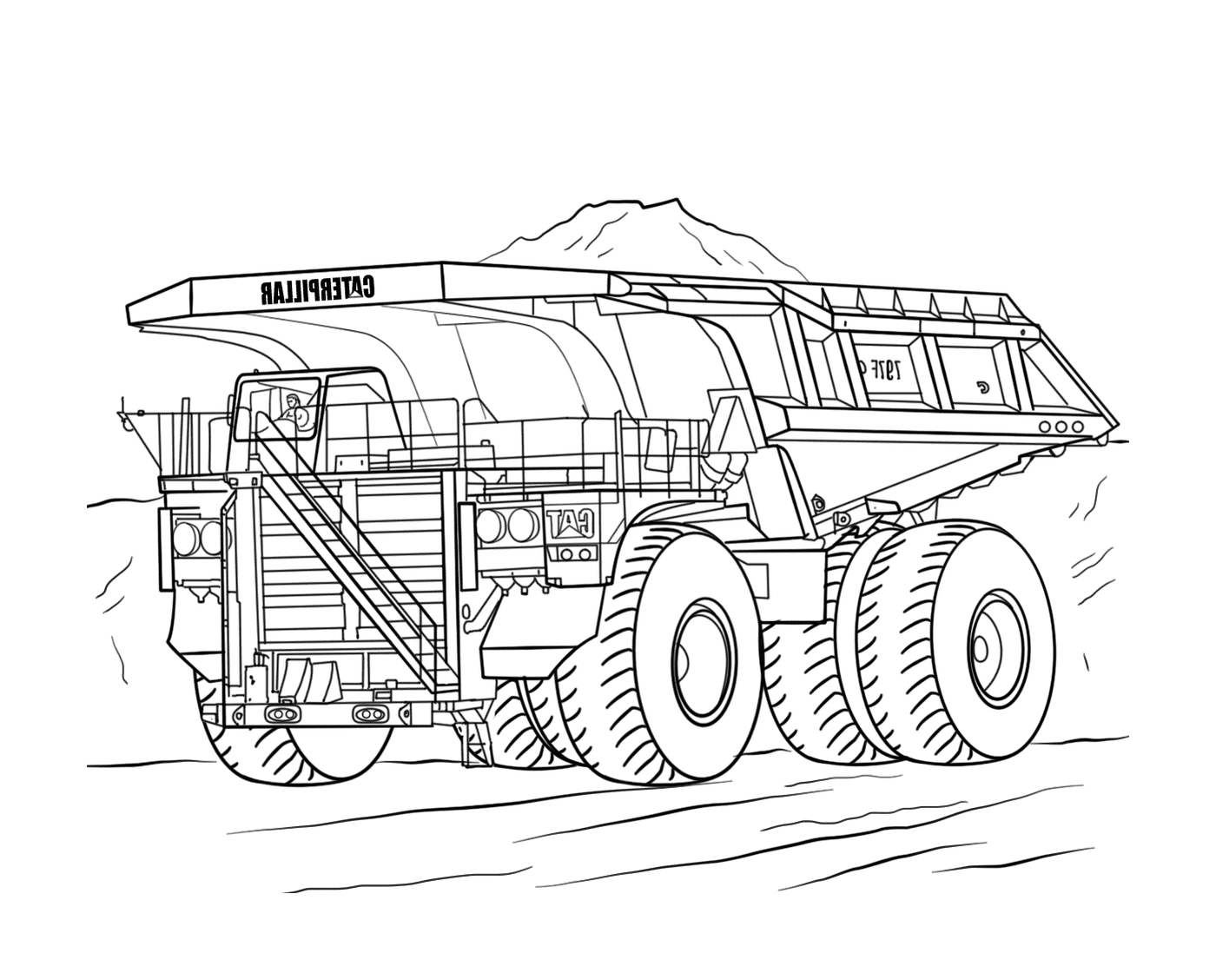  Camión minero de orugas en una carretera 