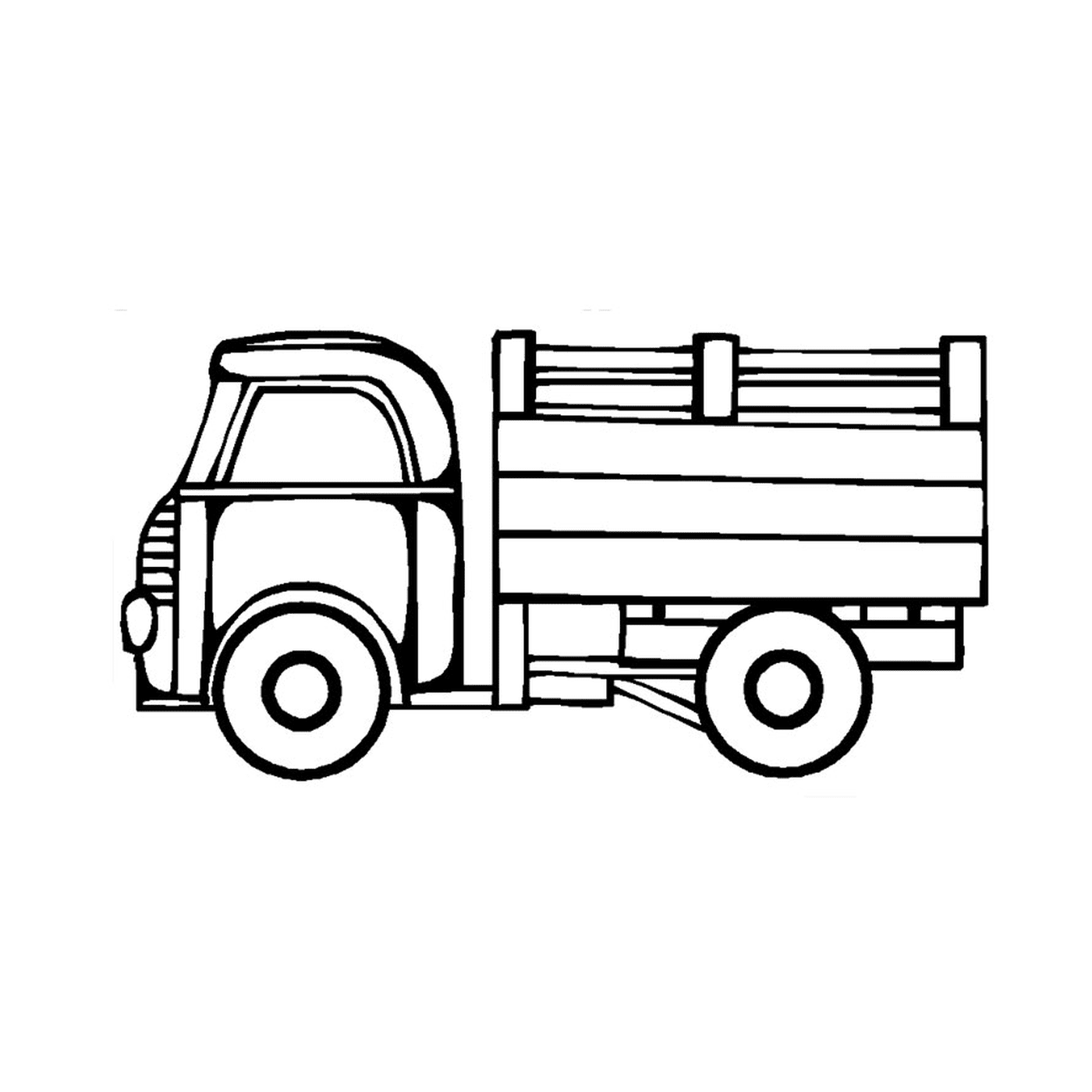  LKW mit einer Holzkiste im Rücken 