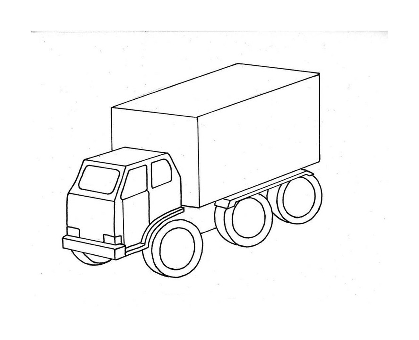  Ein LKW mit einer Kiste hinten 